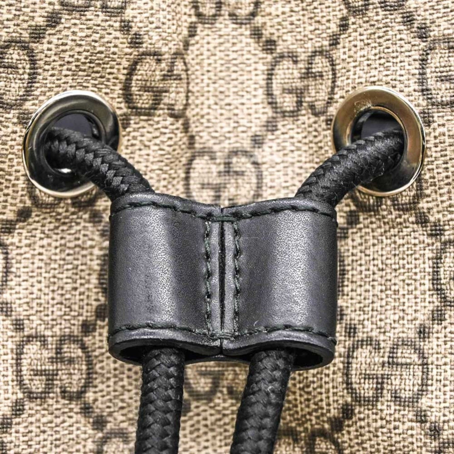 Gucci Beige Black Gg Supreme Leather Backpack