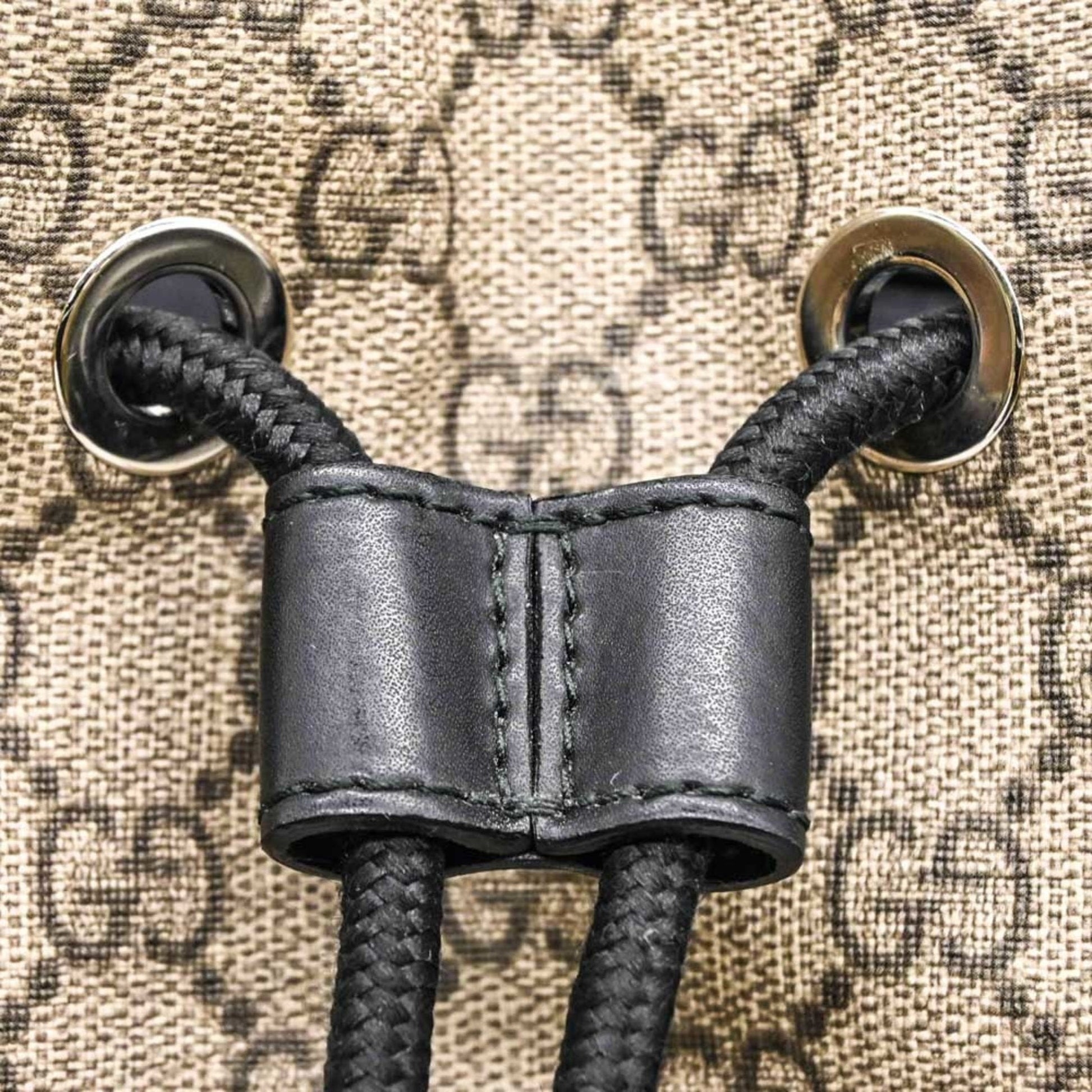 Gucci Beige Black Gg Supreme Leather Backpack