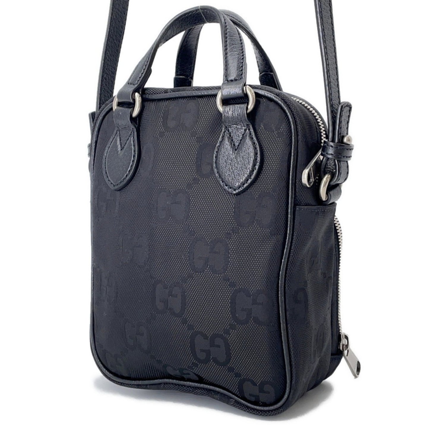 Gucci Black Nylon Leather Handbag Shoulder Bag