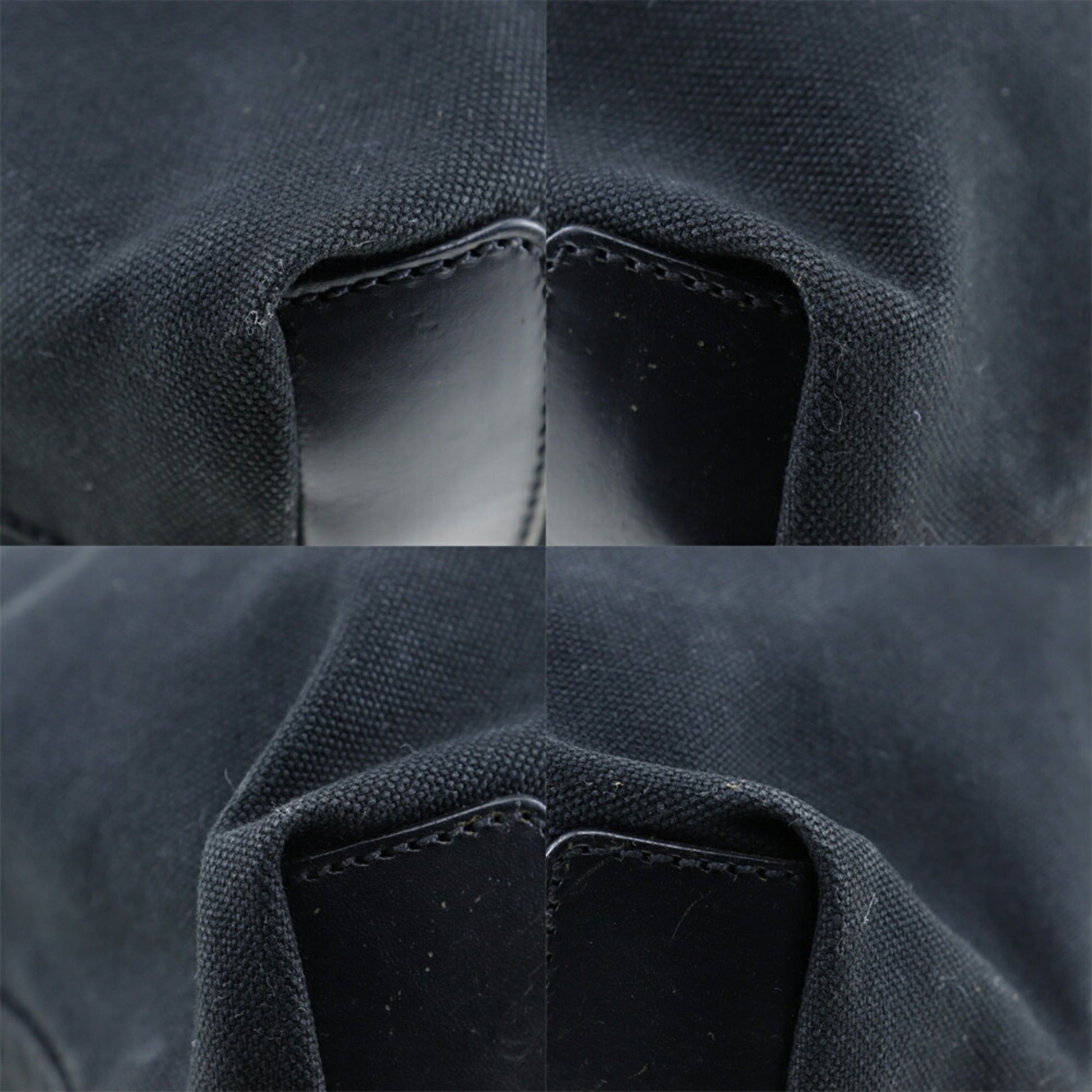 Prada Plate Tote Bag Made In Italy Shoulder Handbag Canvas Black Logo Shoulder Bag