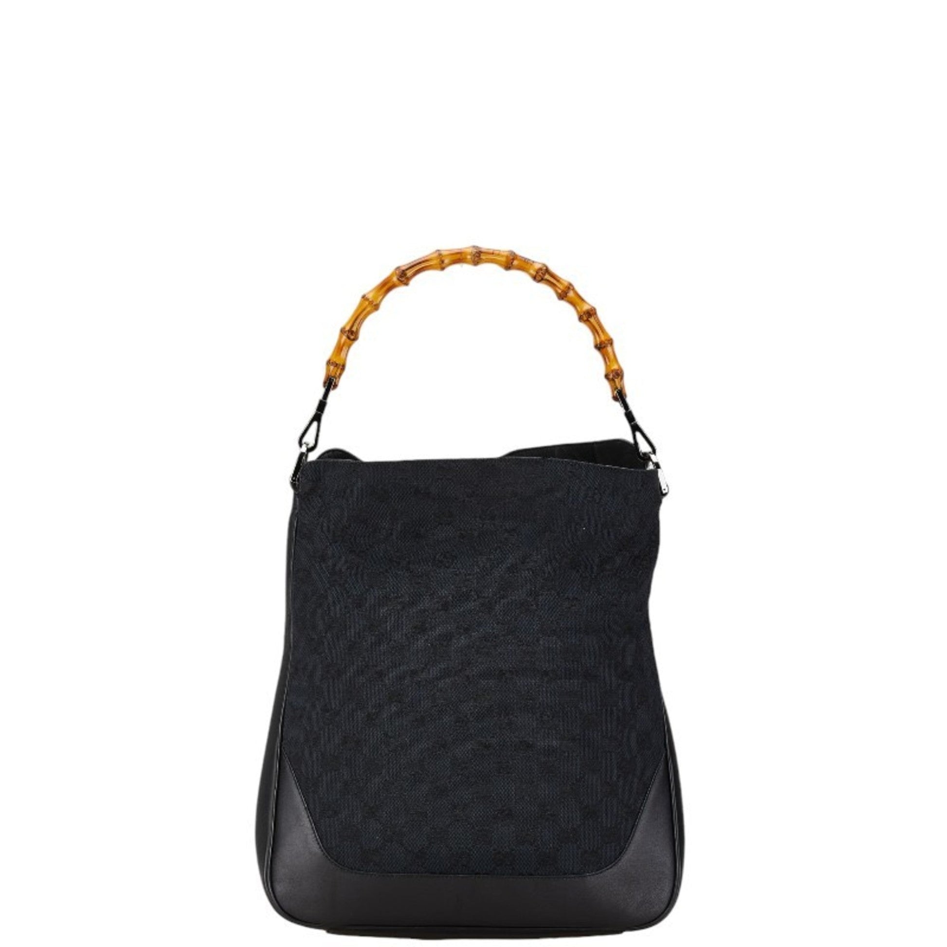Gucci Black Canvas Leather Handbag Shoulder Bag