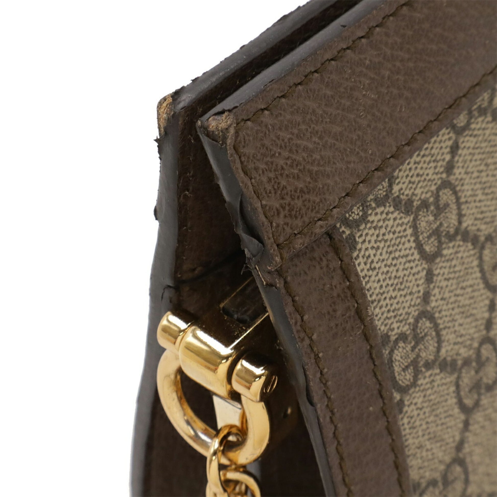 Gucci Beige Brown Green Red Color Gg Supreme Canvas Pvc Coated Canvas Leather Shoulder Bag