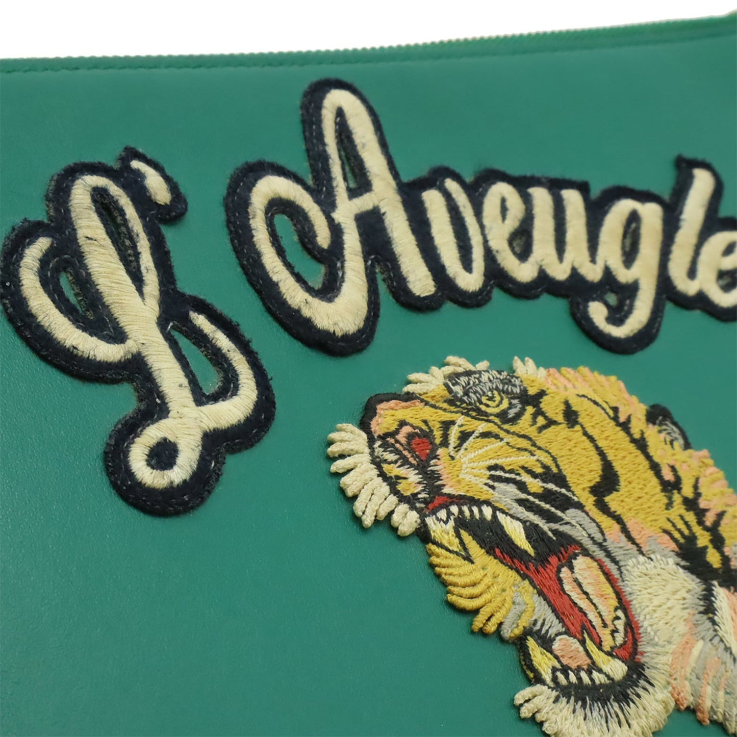 Gucci Green Leather Clutch Bag