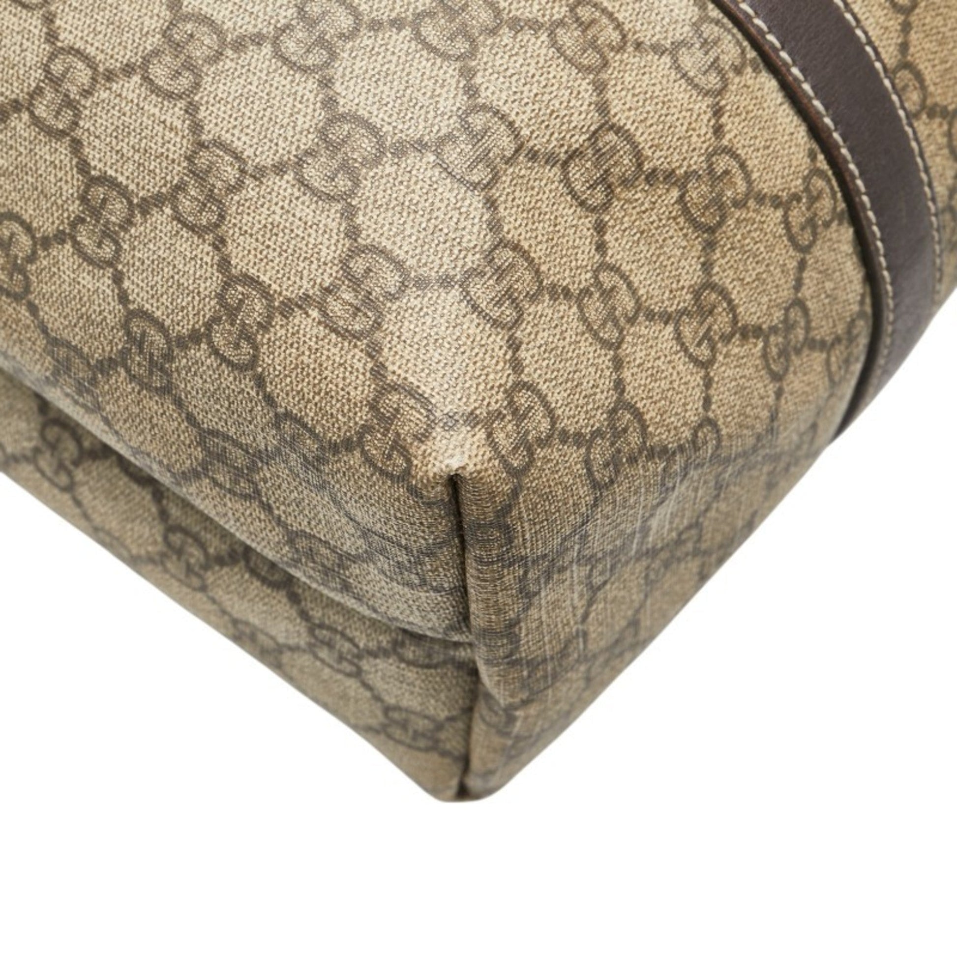 Gucci Beige Brown Pvc Leather Shoulder Bag Tote Bag