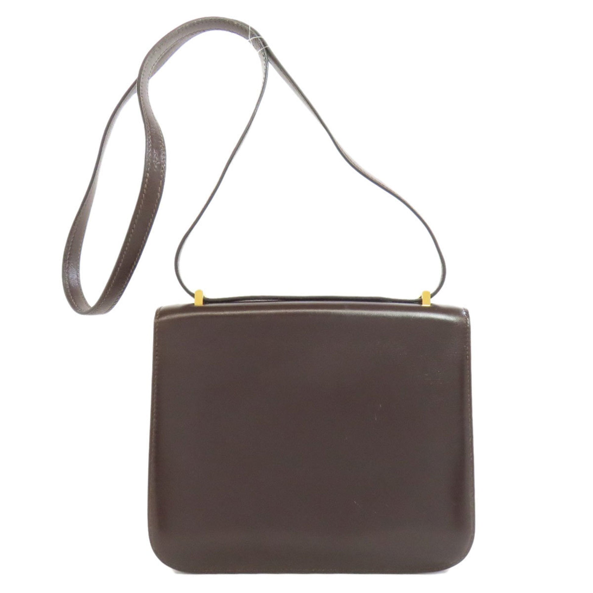 Hermes Dark Box Calf Shoulder Bag Leather Calf Leather Brown