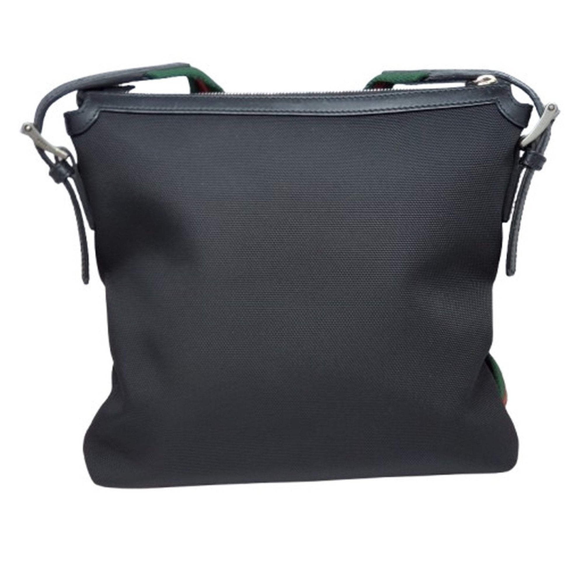 Gucci Sherry Line Black Canvas Leather Shoulder Bag