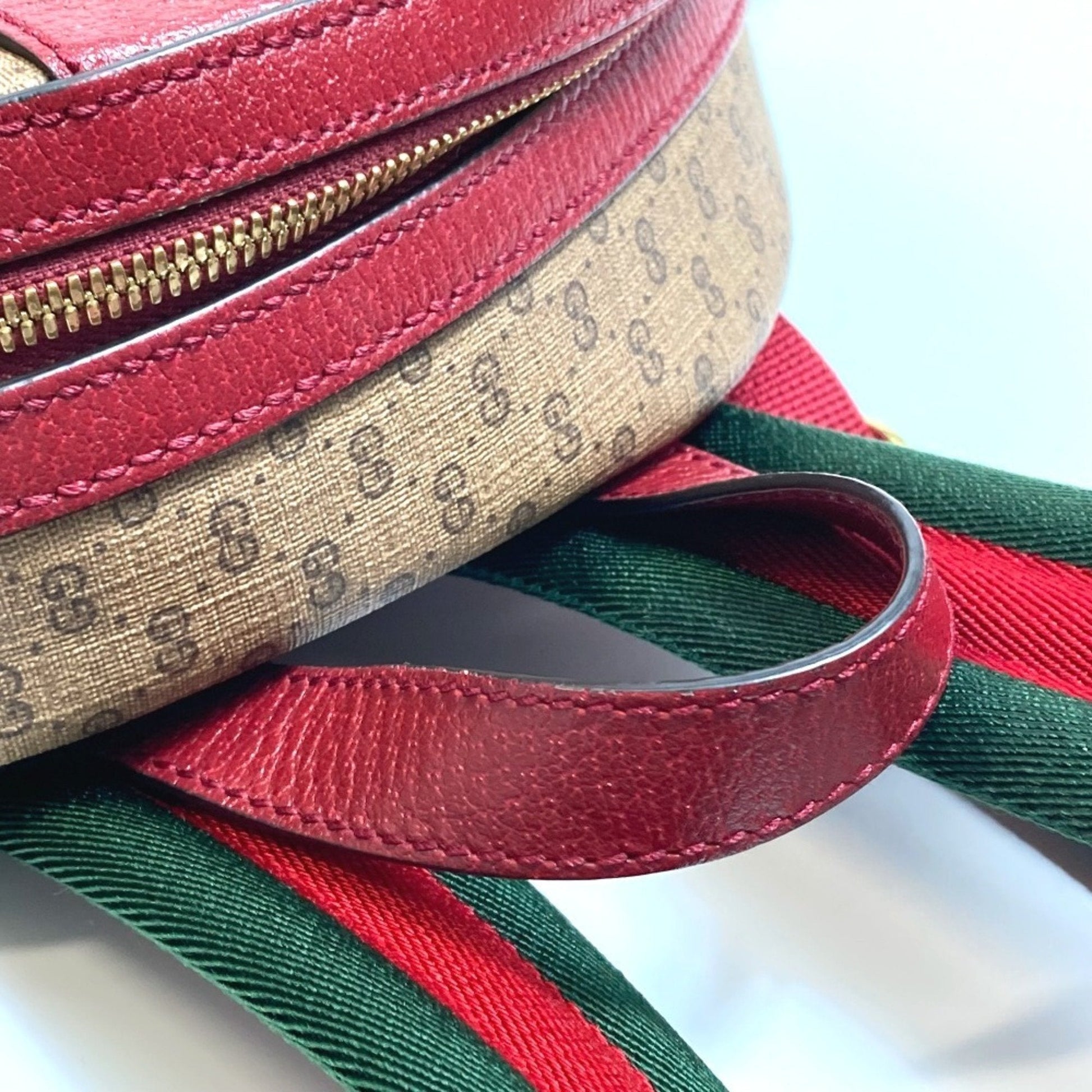 Gucci Beige Red Color Pvc Leather Backpack