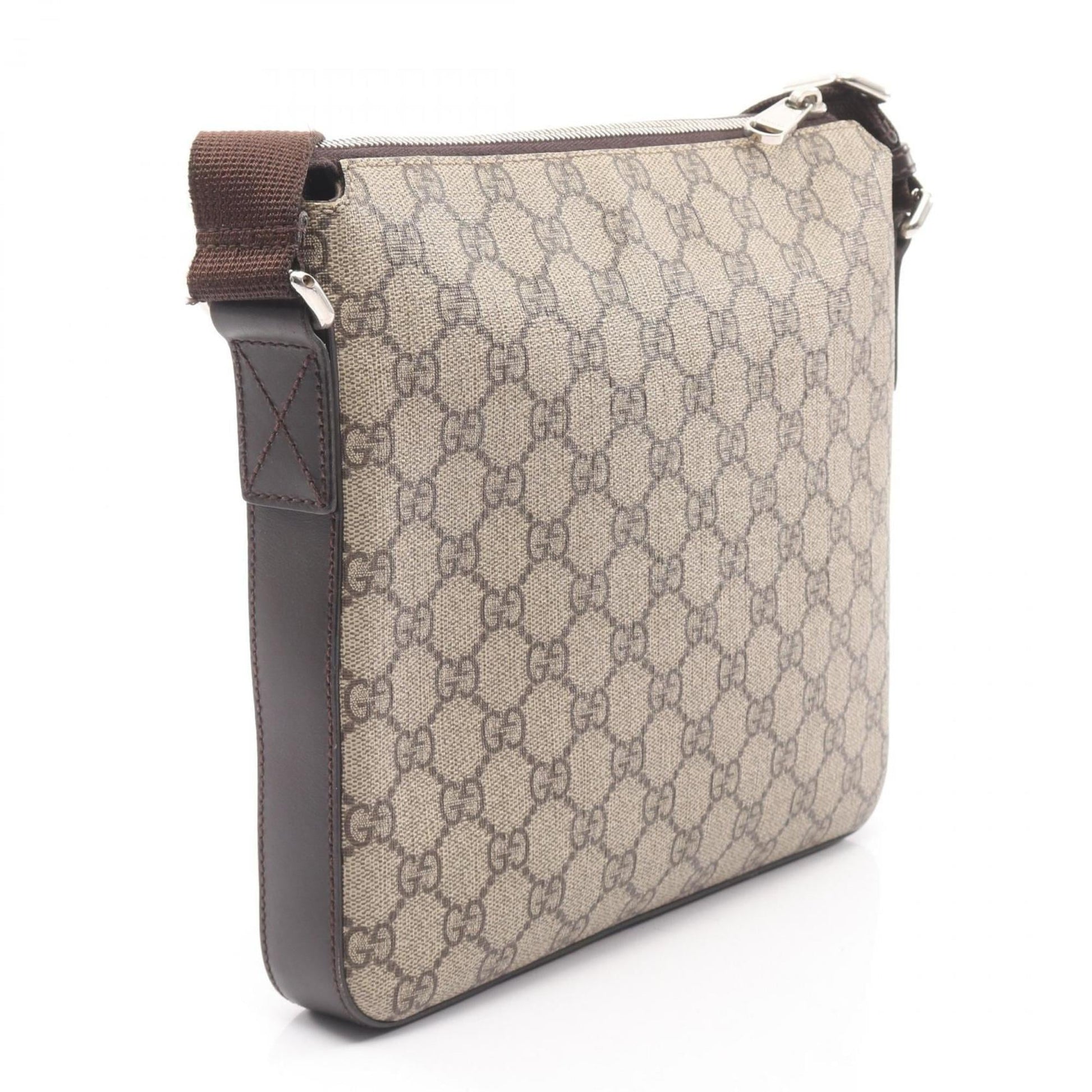 Gucci Beige Brown Gg Supreme Leather Shoulder Bag