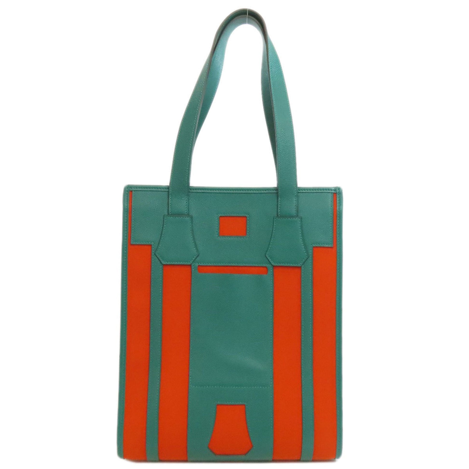 Hermes Tote Bag Leather Canvas Green