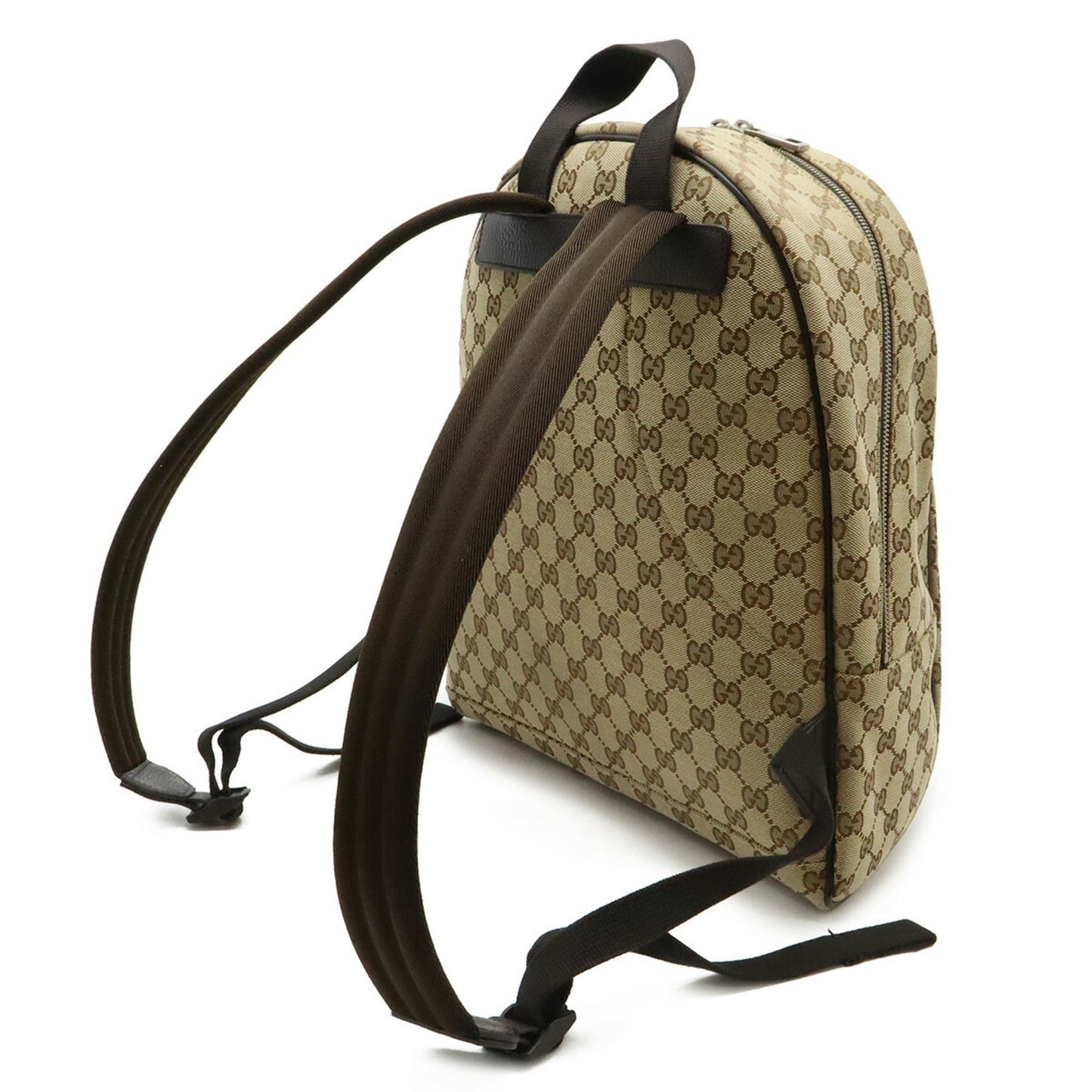 Gucci Gg Canvas Beige Dark Brown Gg Canvas Leather Backpack