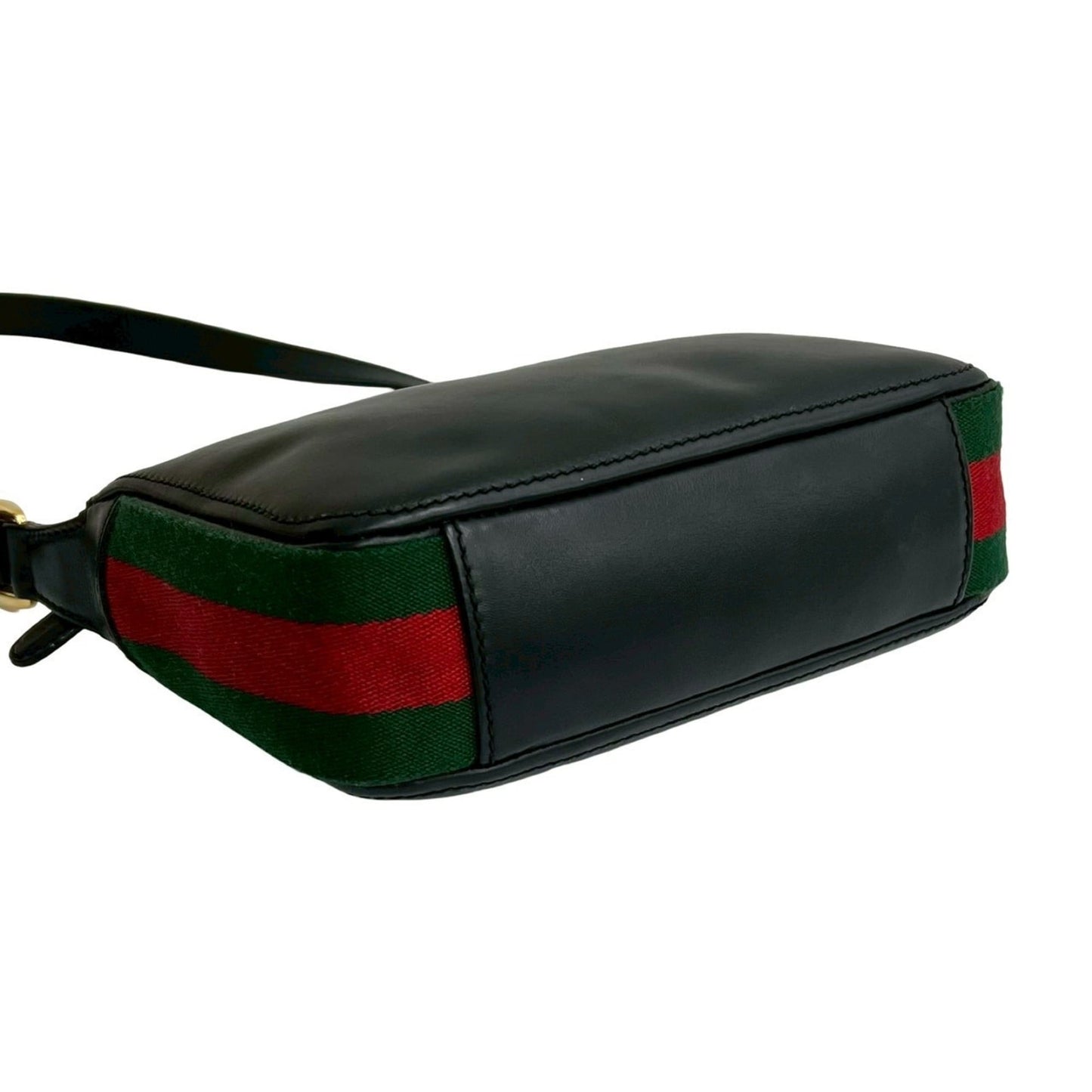 Gucci Black Green Red Color Leather Pochette Shoulder Bag