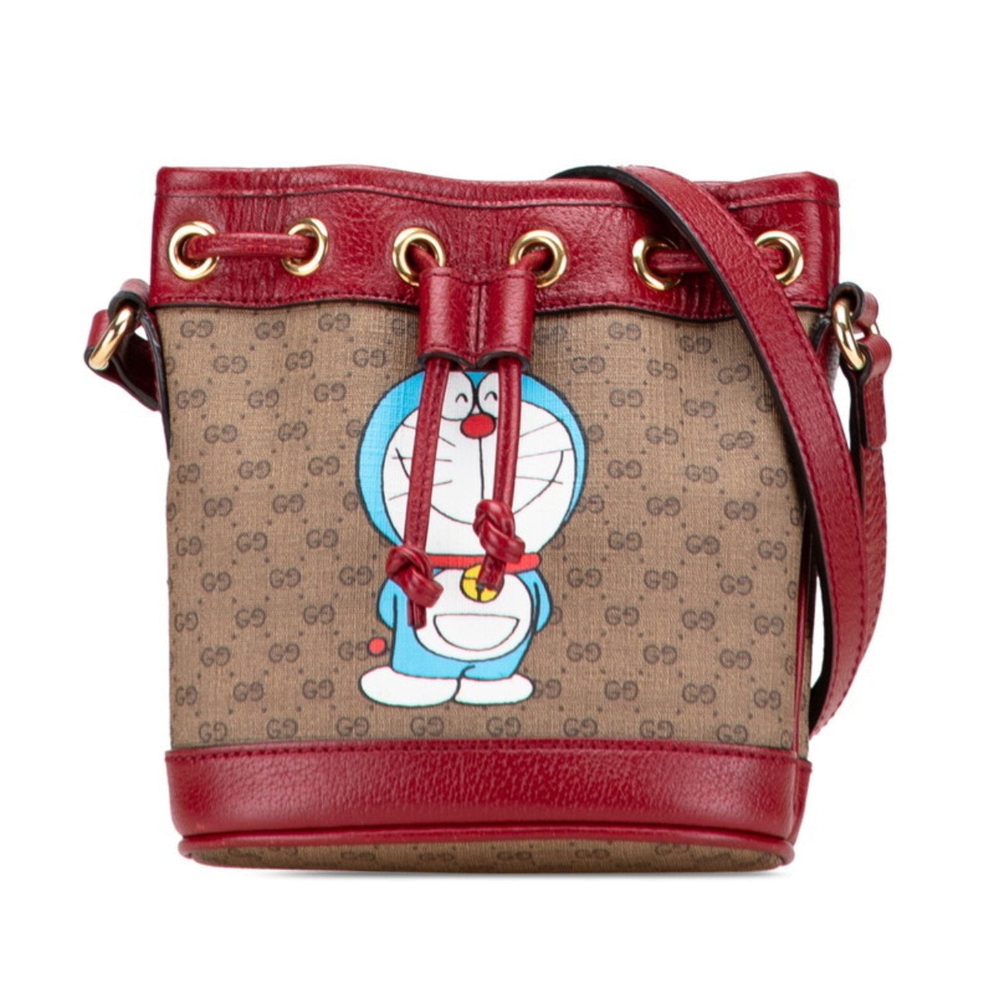 Gucci Brown Red Color Pvc Leather Shoulder Bag