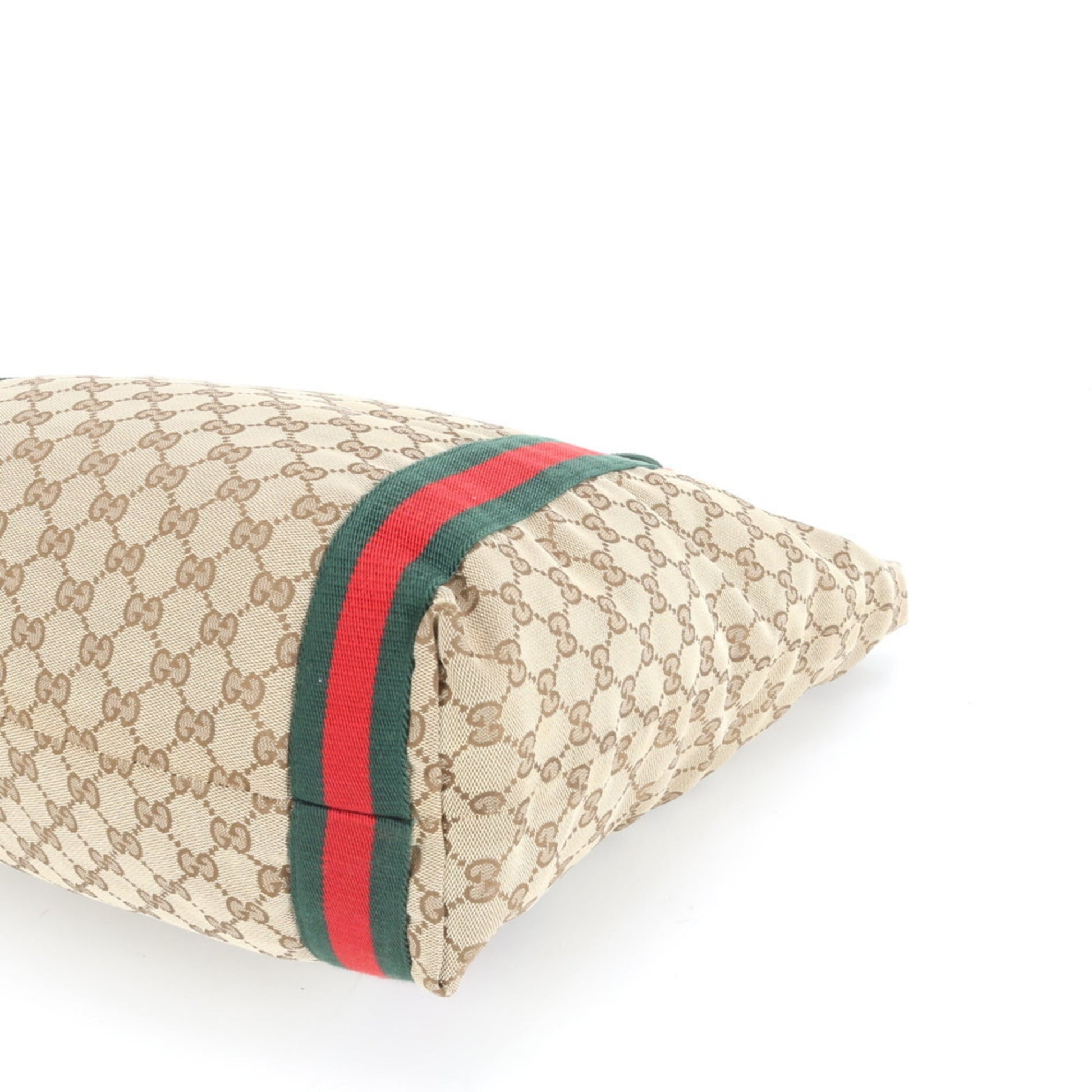 Gucci Brown Leather Canvas Tote Bag
