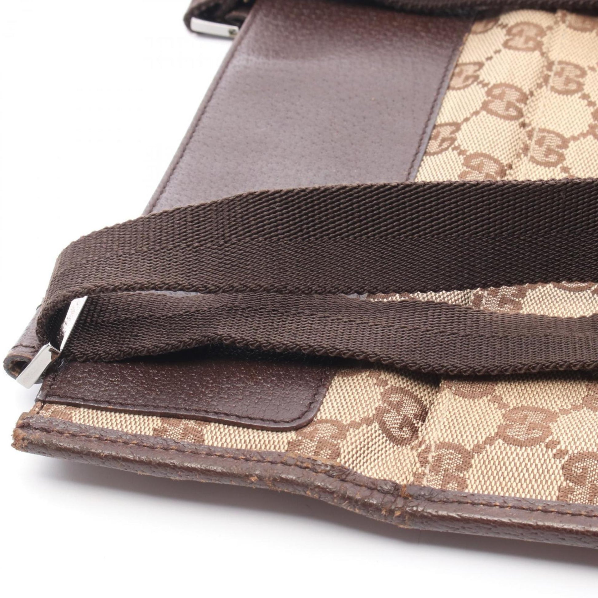 Gucci Beige Brown Gg Canvas Leather Shoulder Bag