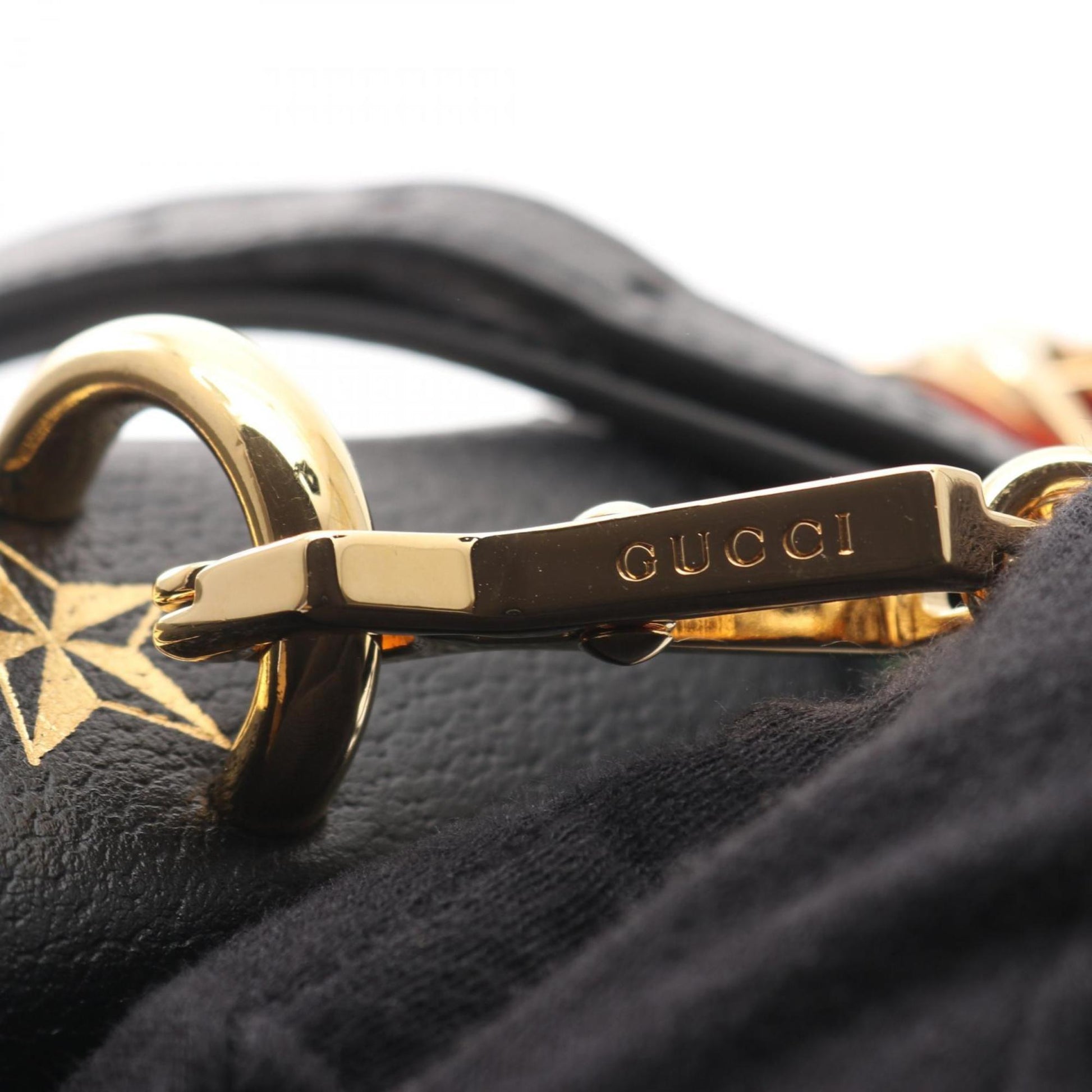 Gucci Black Gold Leather Shoulder Bag