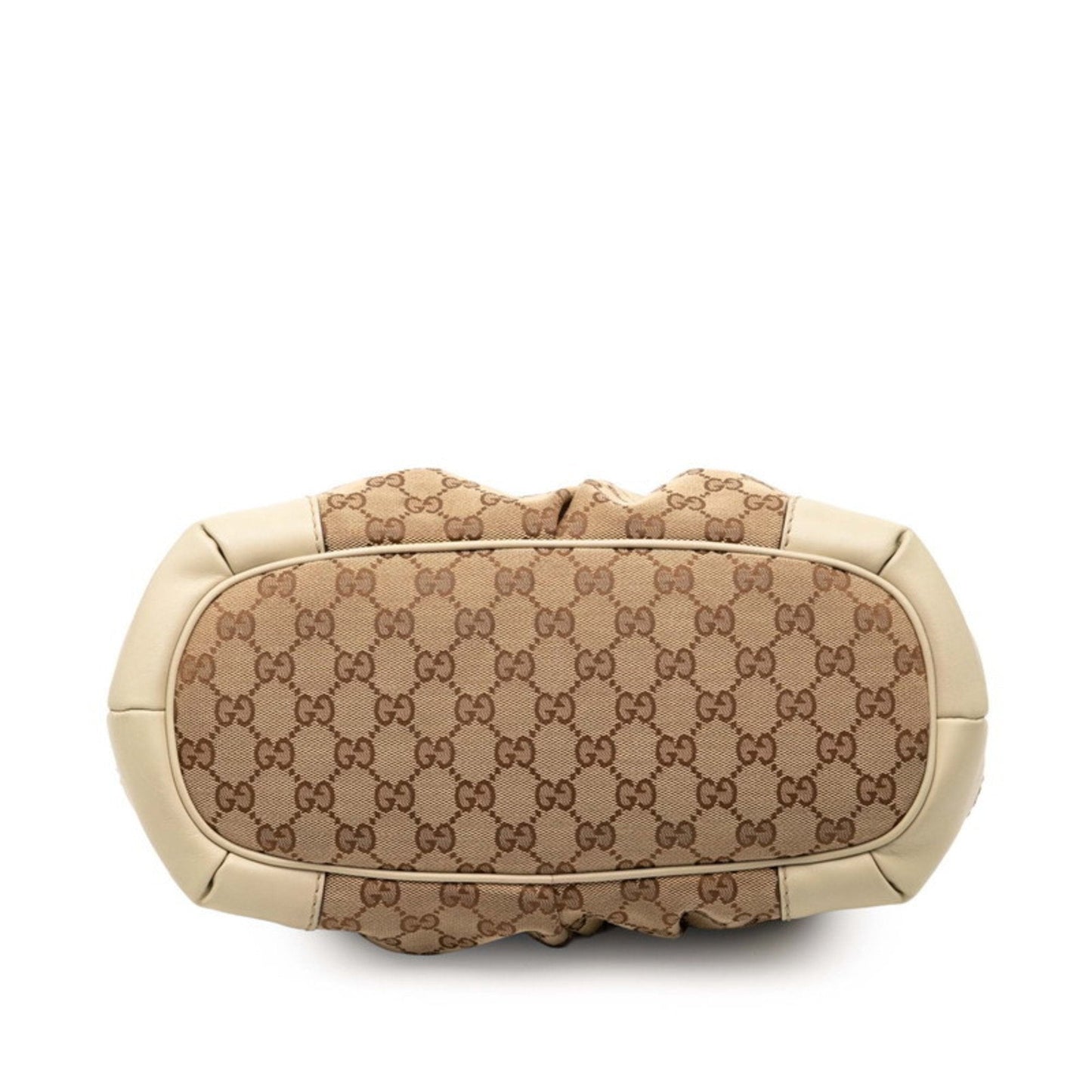 Gucci Beige White Canvas Leather Handbag Shoulder Bag
