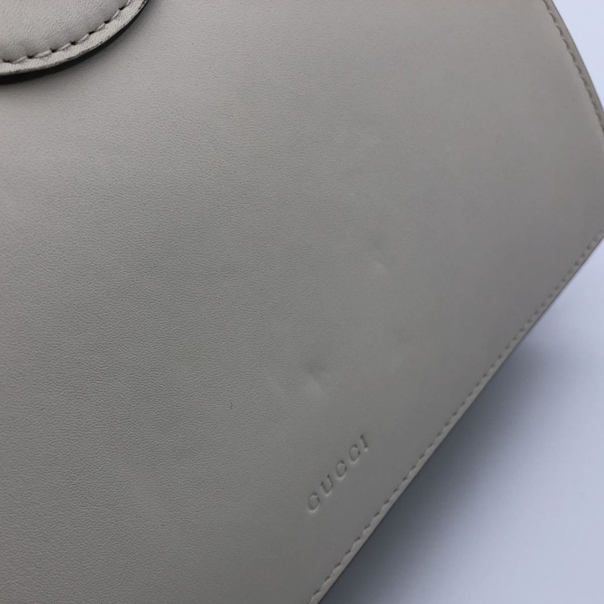 Gucci Ivory Navy Red Color Bamboo Leather Handbag