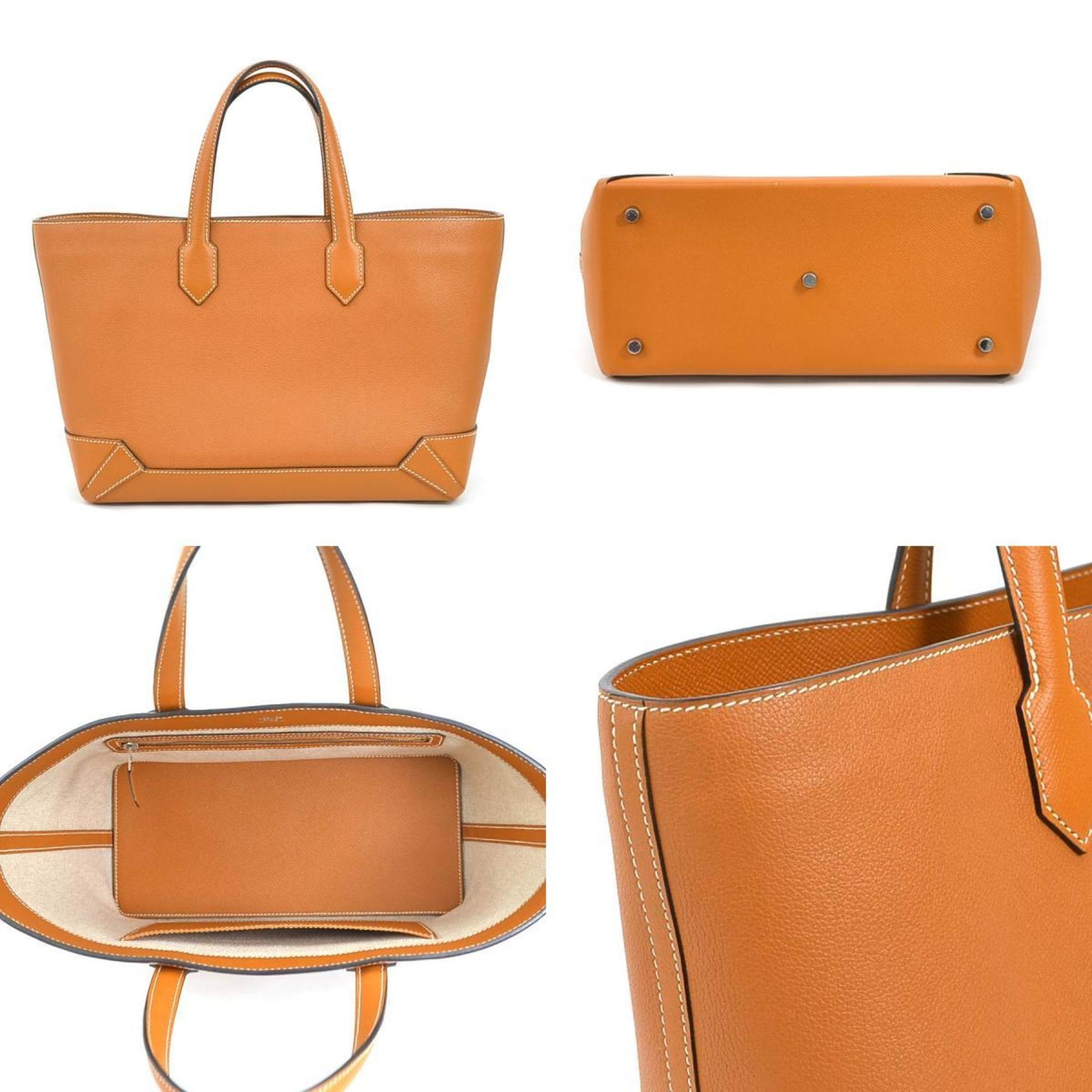 Hermes Toffee Epsom Evercalf Handbag Tote Bag Leather