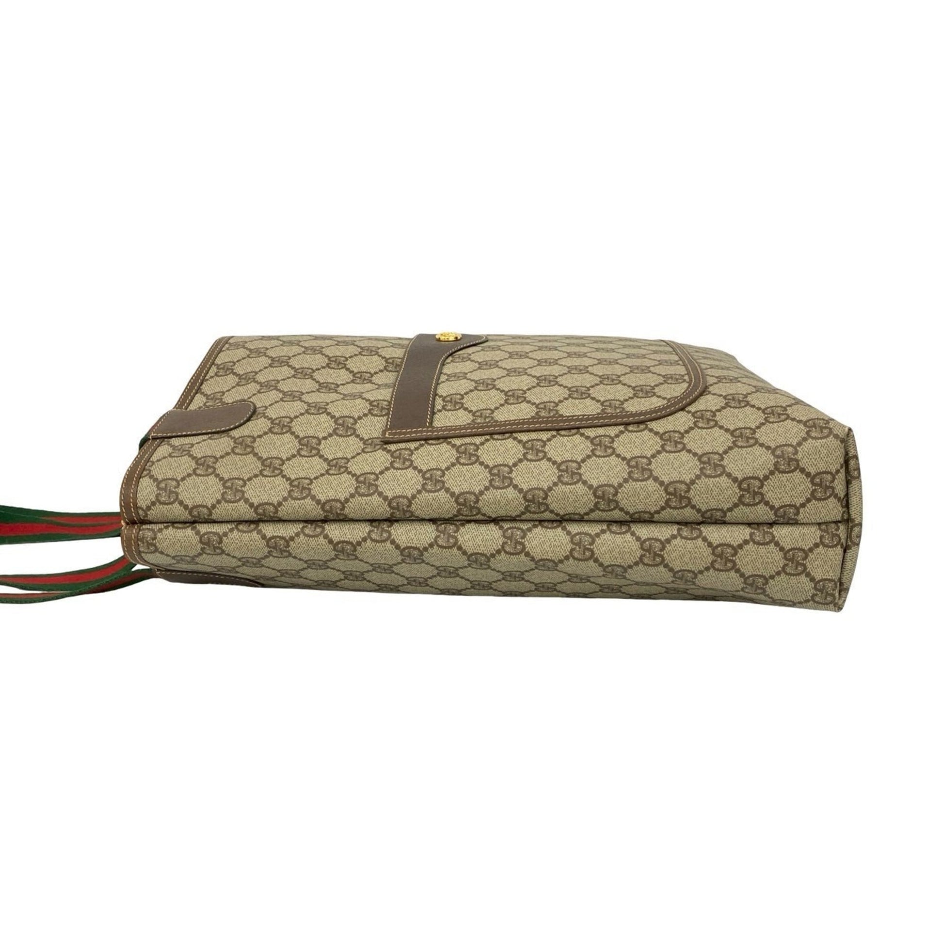 Gucci Brown Green Red Color Leather Pvc Handbag Tote Bag