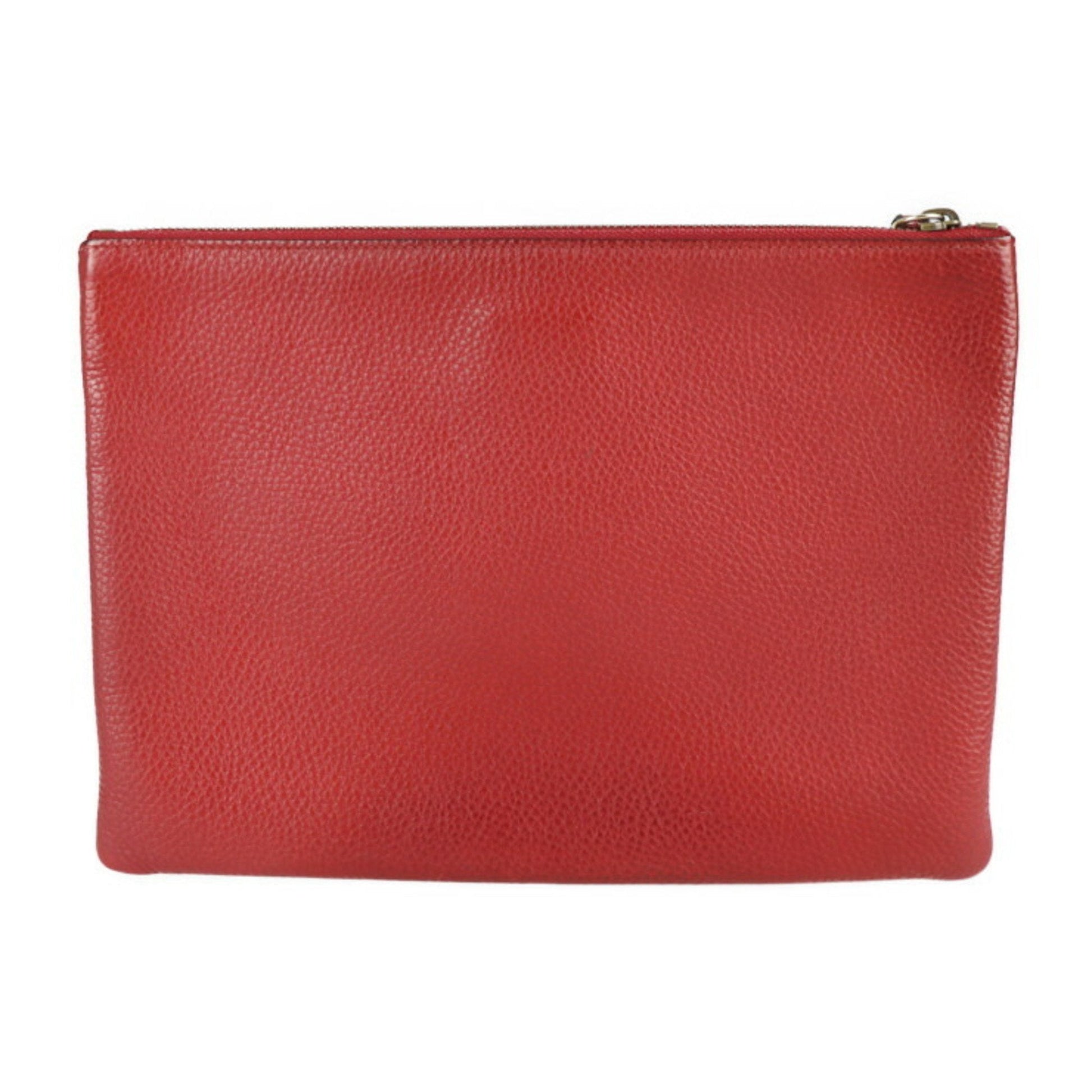Gucci Animalier Black Red Color Leather Clutch Bag Handbag
