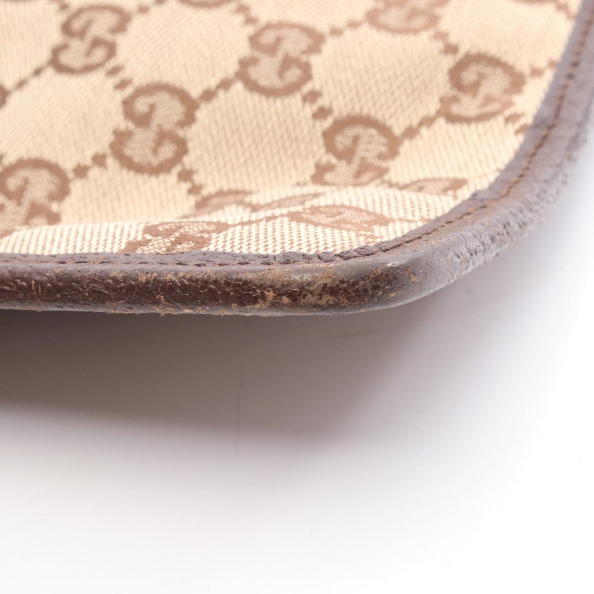 Gucci Beige Brown Gg Canvas Leather Shoulder Bag