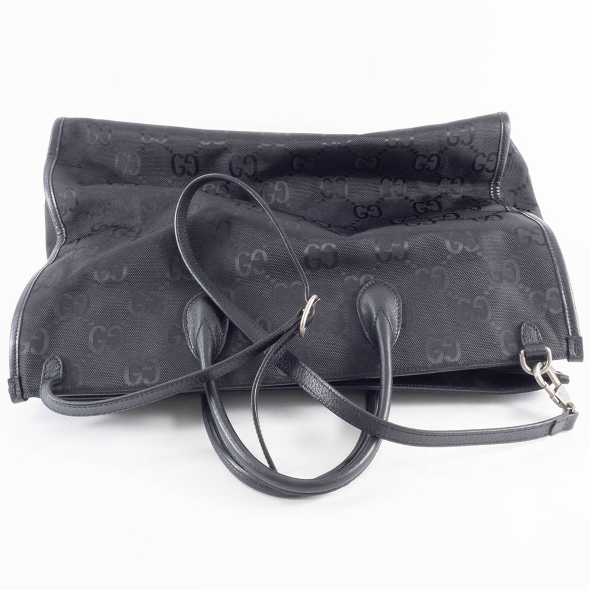 Gucci Black Nylon Leather Tote Bag