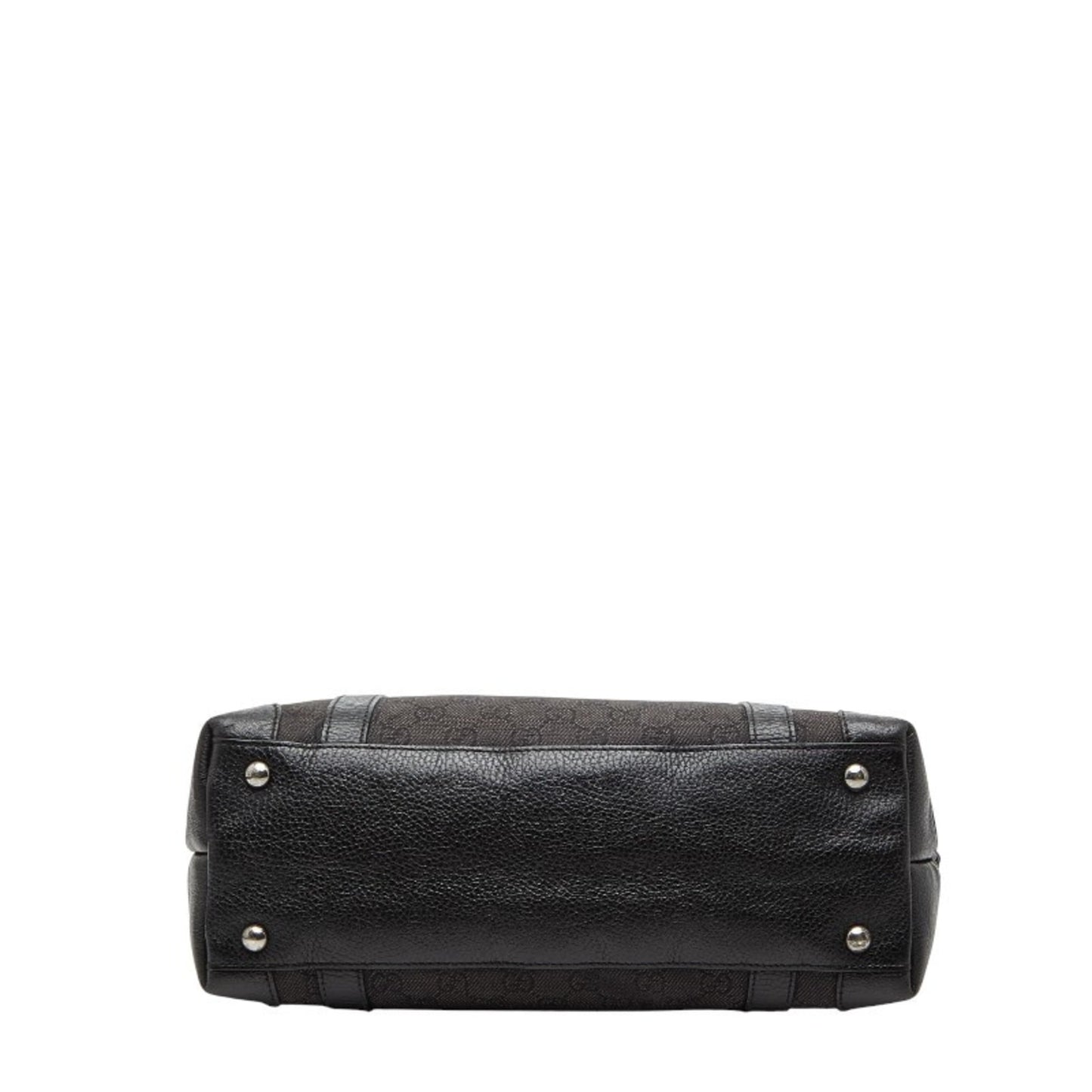 Gucci Black Canvas Leather Handbag Tote Bag