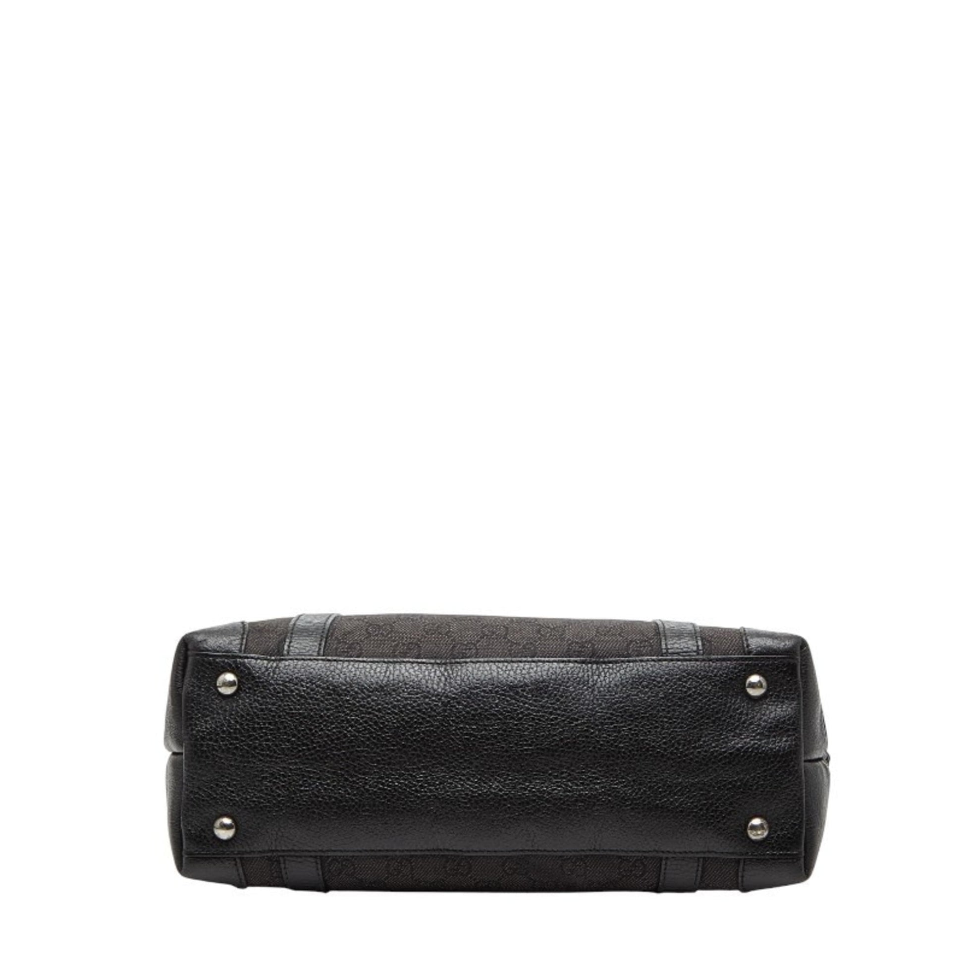 Gucci Black Canvas Leather Handbag Tote Bag