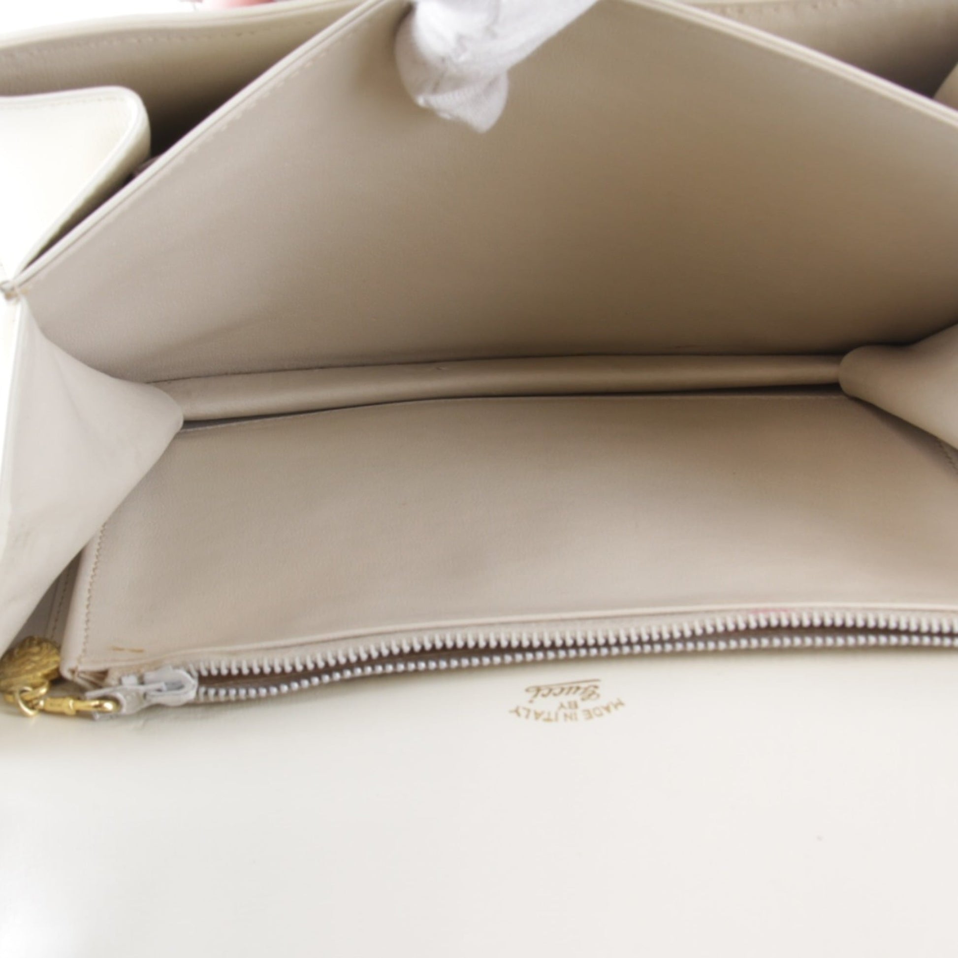 Gucci Microguccissima White Canvas Leather Shoulder Bag