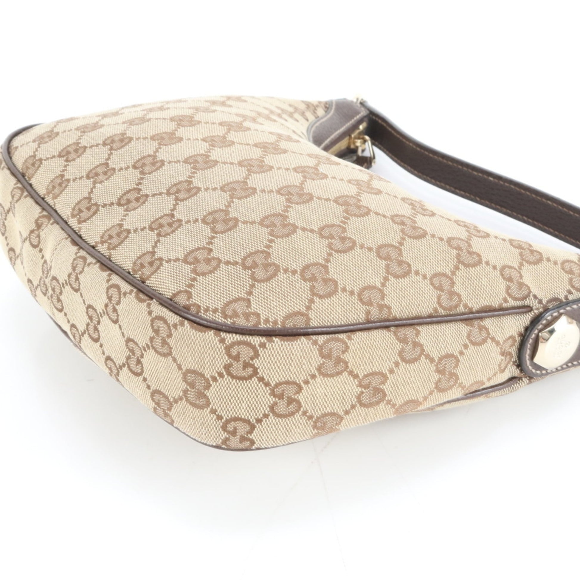 Gucci Brown Leather Canvas Shoulder Bag