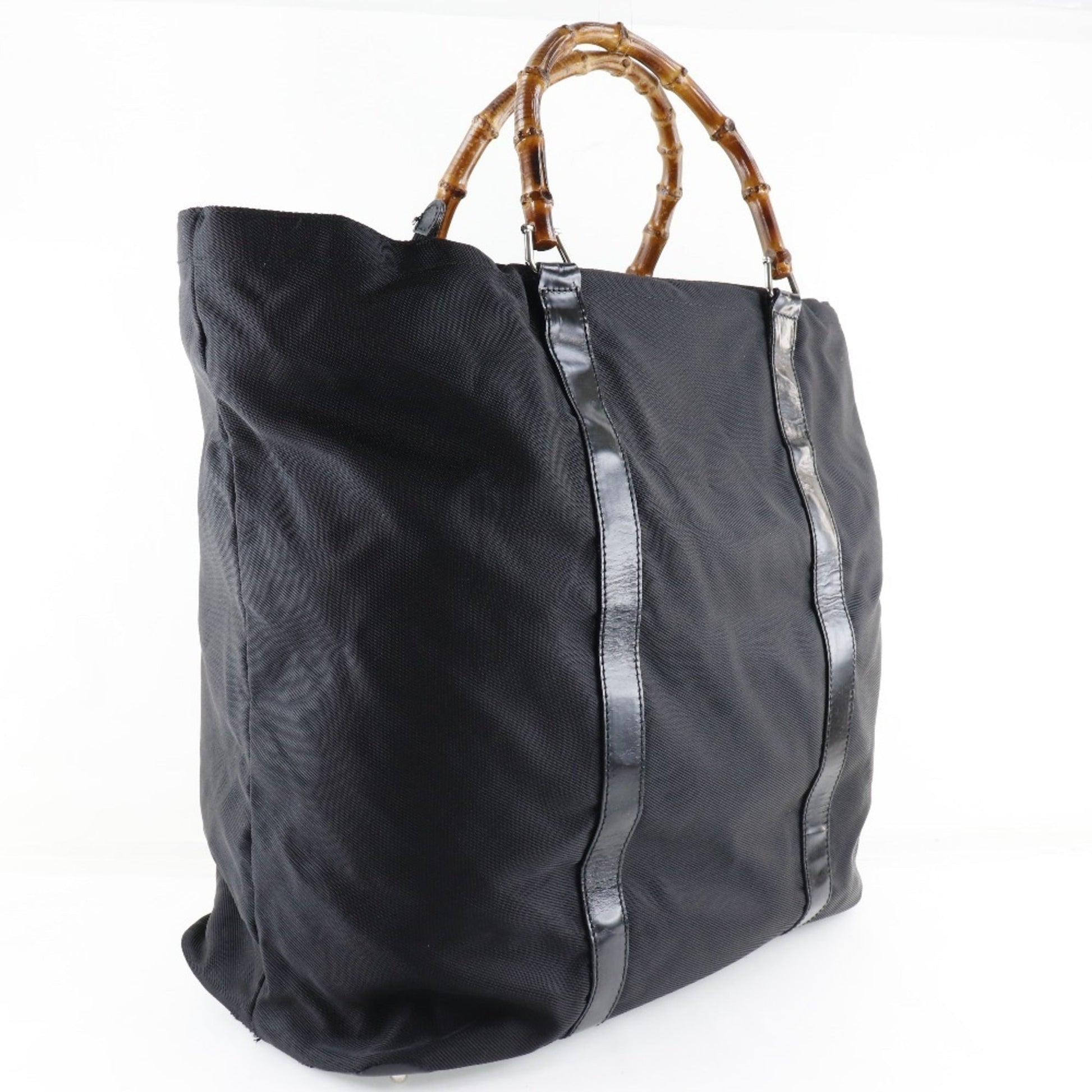 Gucci Black Brown Nylon Canvas Tote Bag