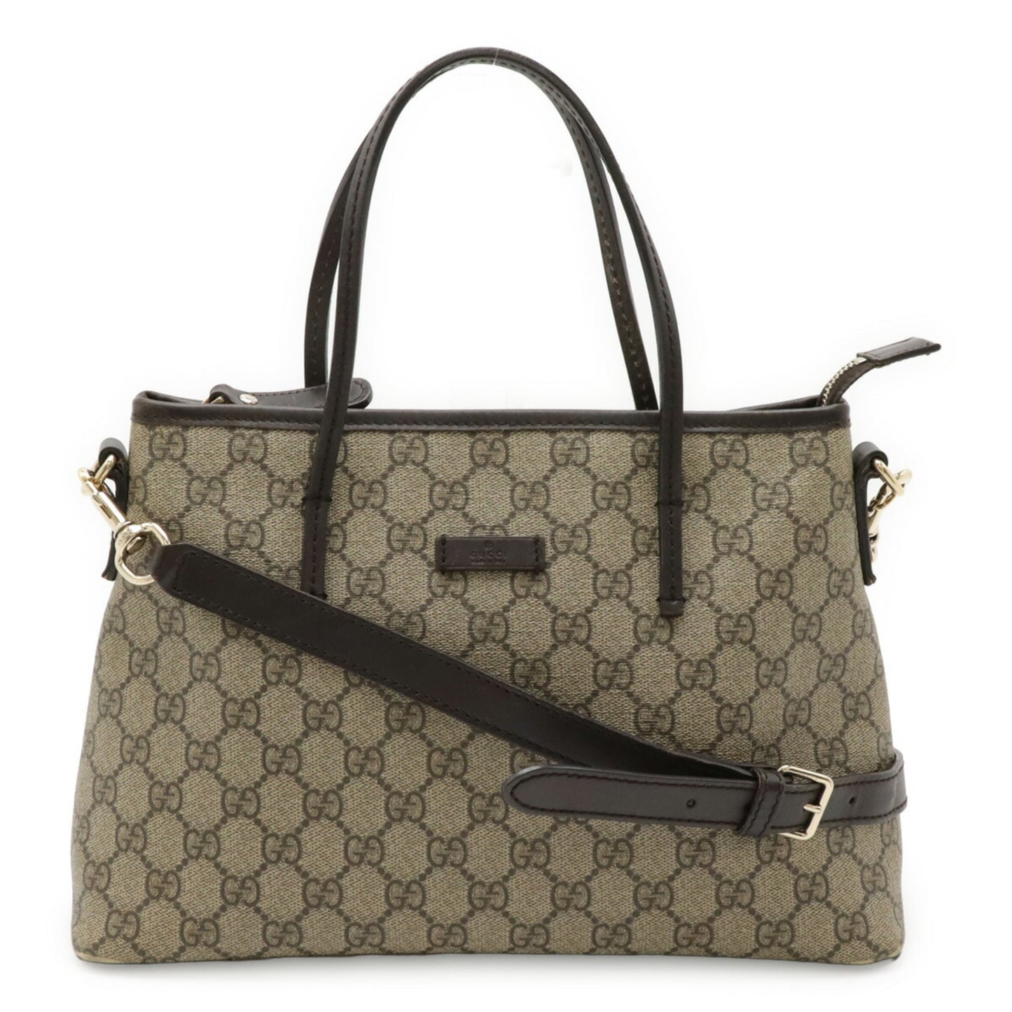Gucci Gg Plus Beige Dark Brown Gg Supreme Leather Handbag Shoulder Bag Tote Bag