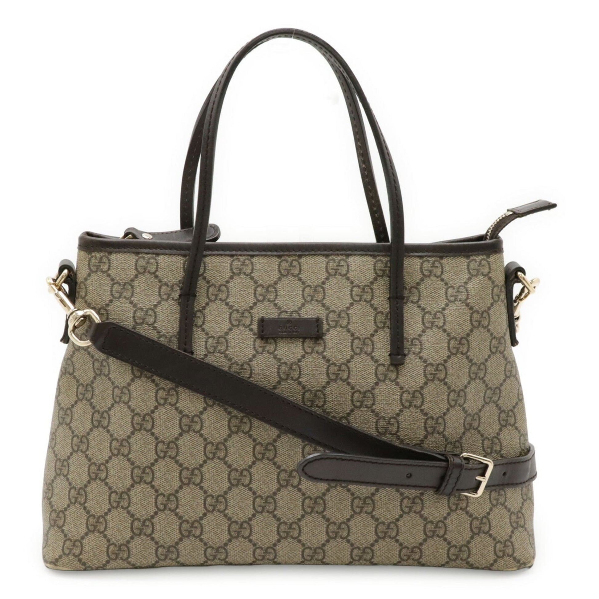 Gucci Gg Plus Beige Dark Brown Gg Supreme Leather Handbag Shoulder Bag Tote Bag