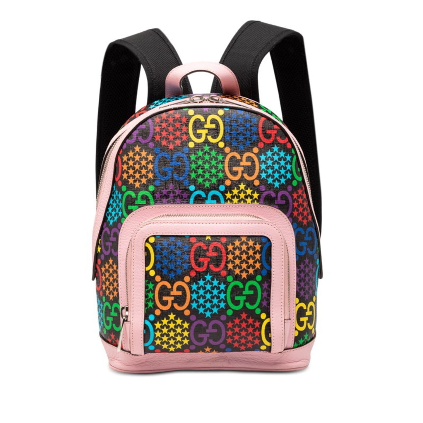Gucci Black Multi-Color Pink Pvc Leather Backpack