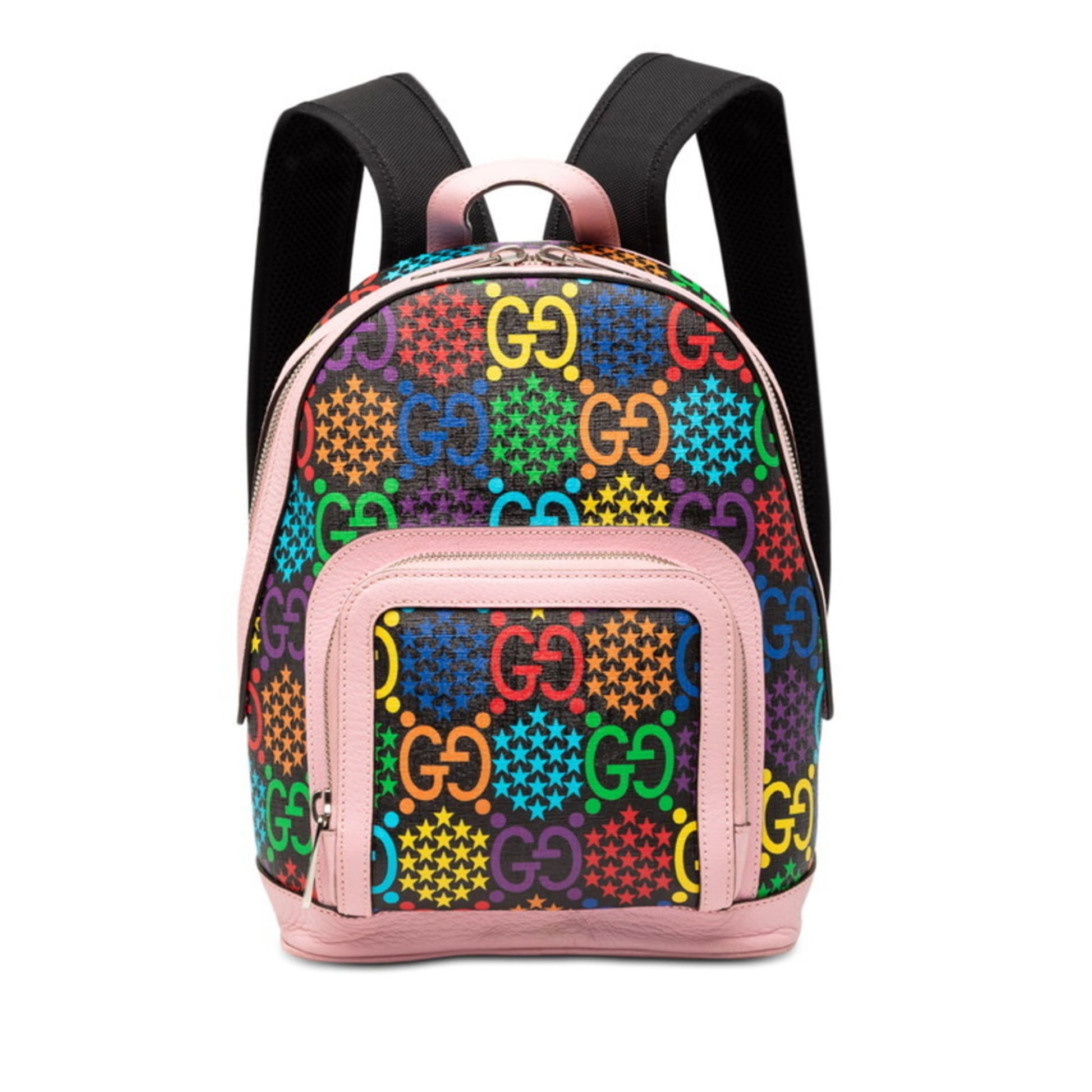 Gucci Black Multi-Color Pink Pvc Leather Backpack