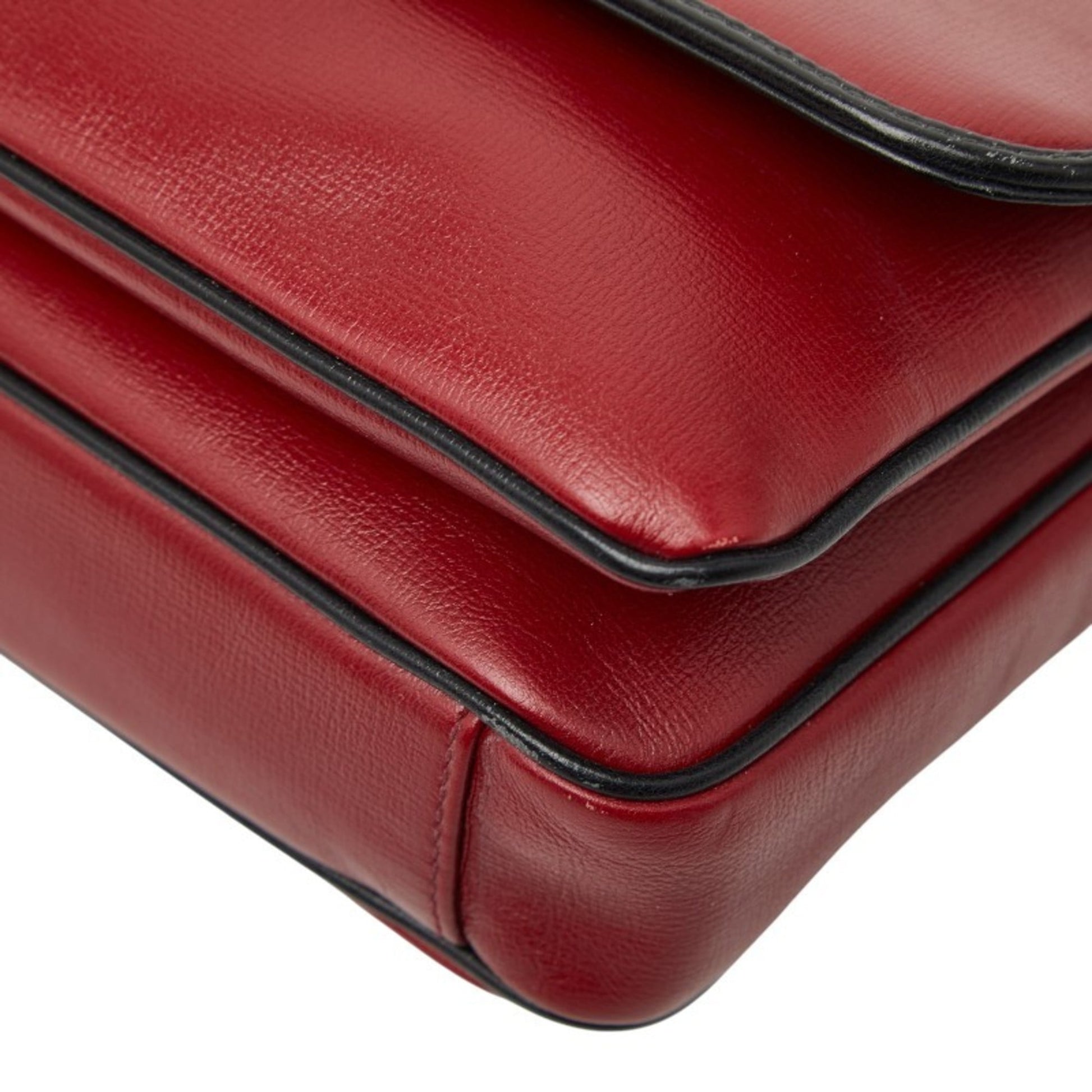 Gucci Black Red Color Leather Shoulder Bag