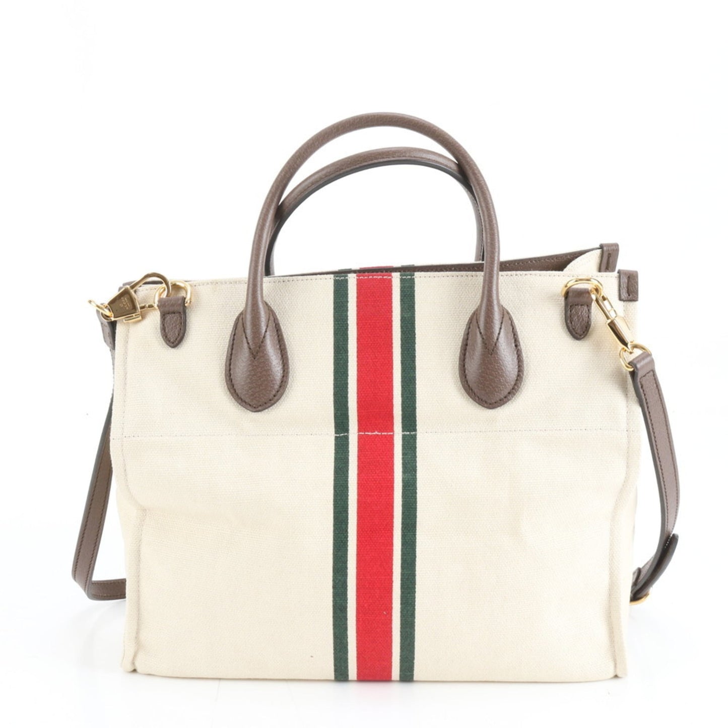Gucci Ivory Leather Canvas Tote Bag