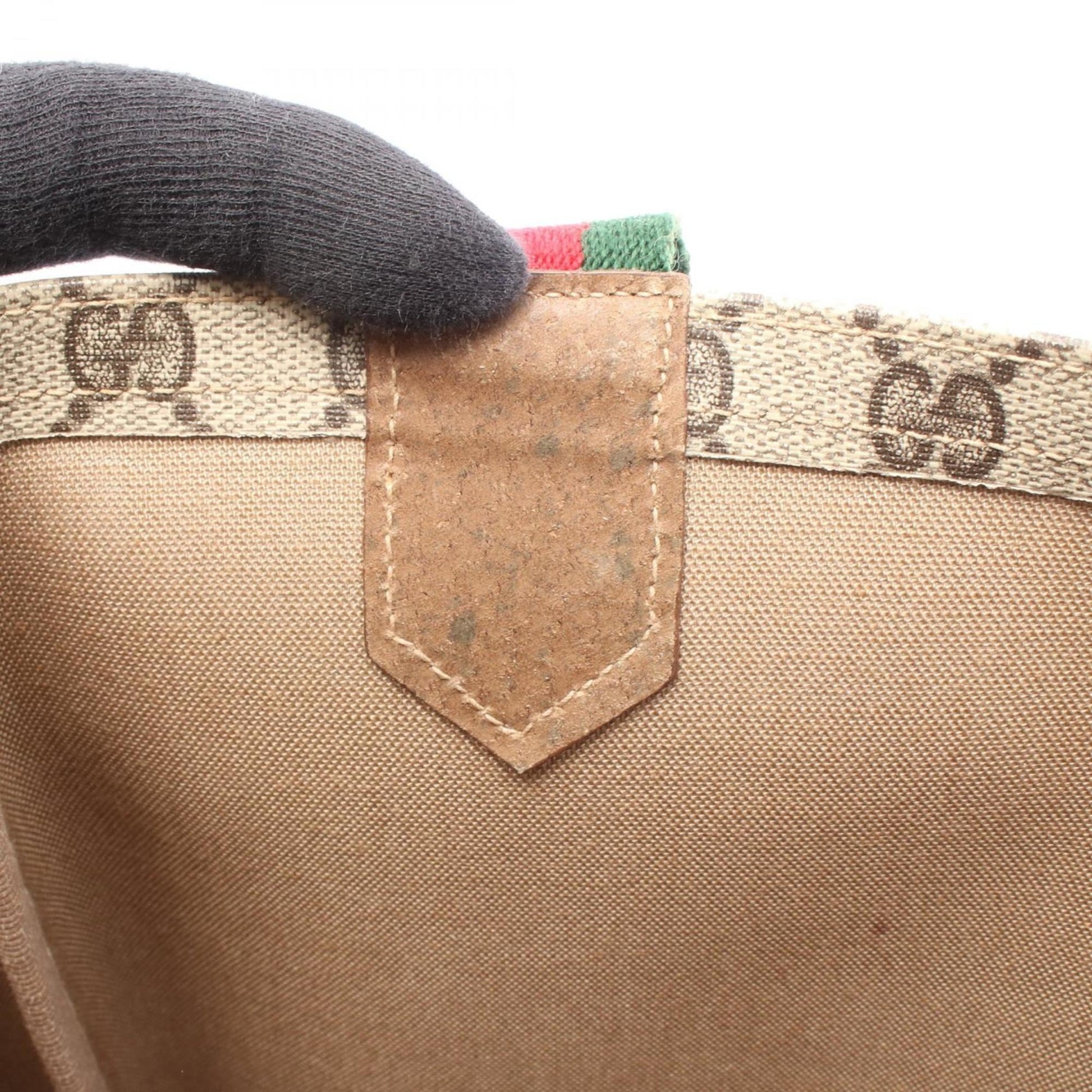 Gucci Gg Plus Beige Brown Pvc Leather Tote Bag