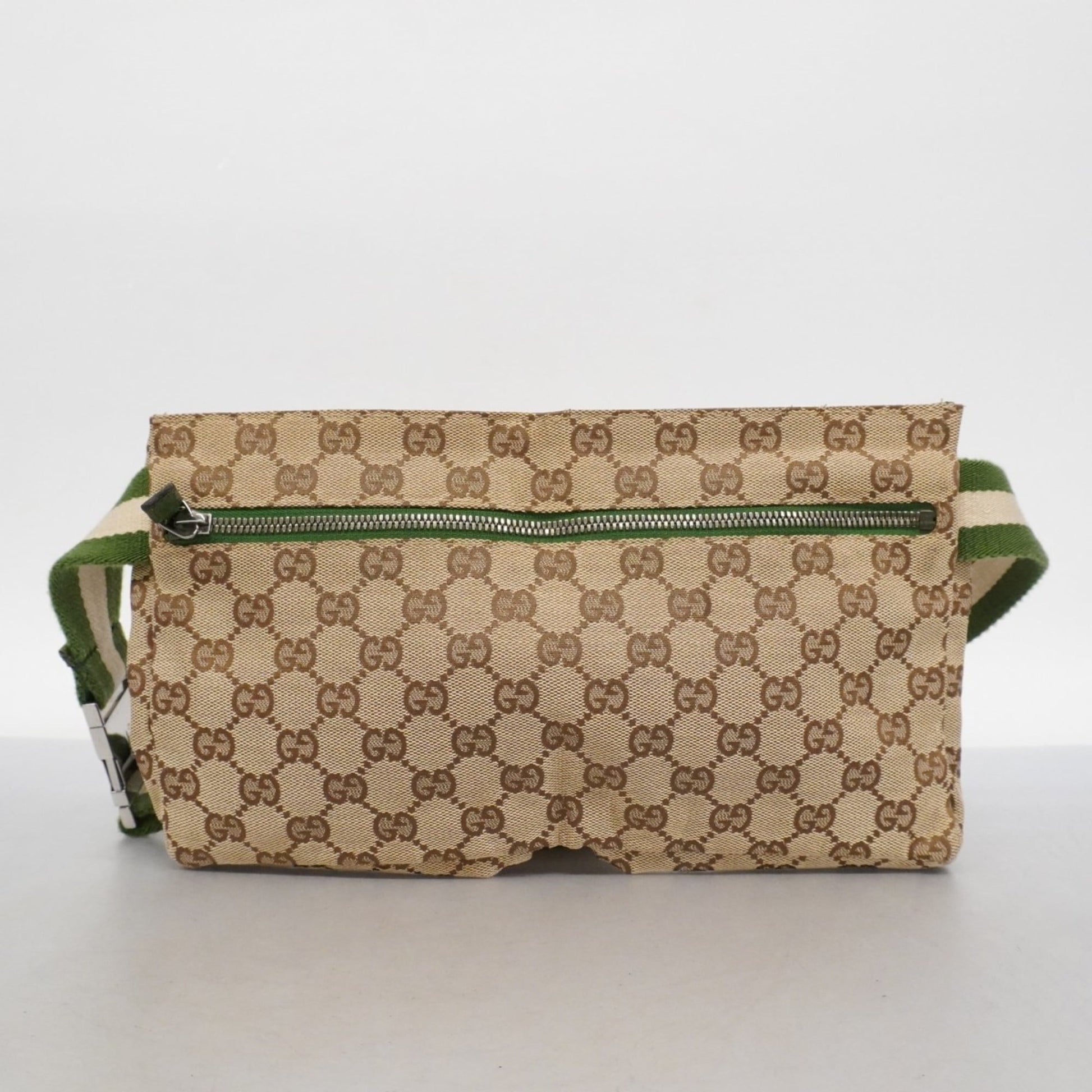 Gucci Brown Green Canvas Fanny Pack