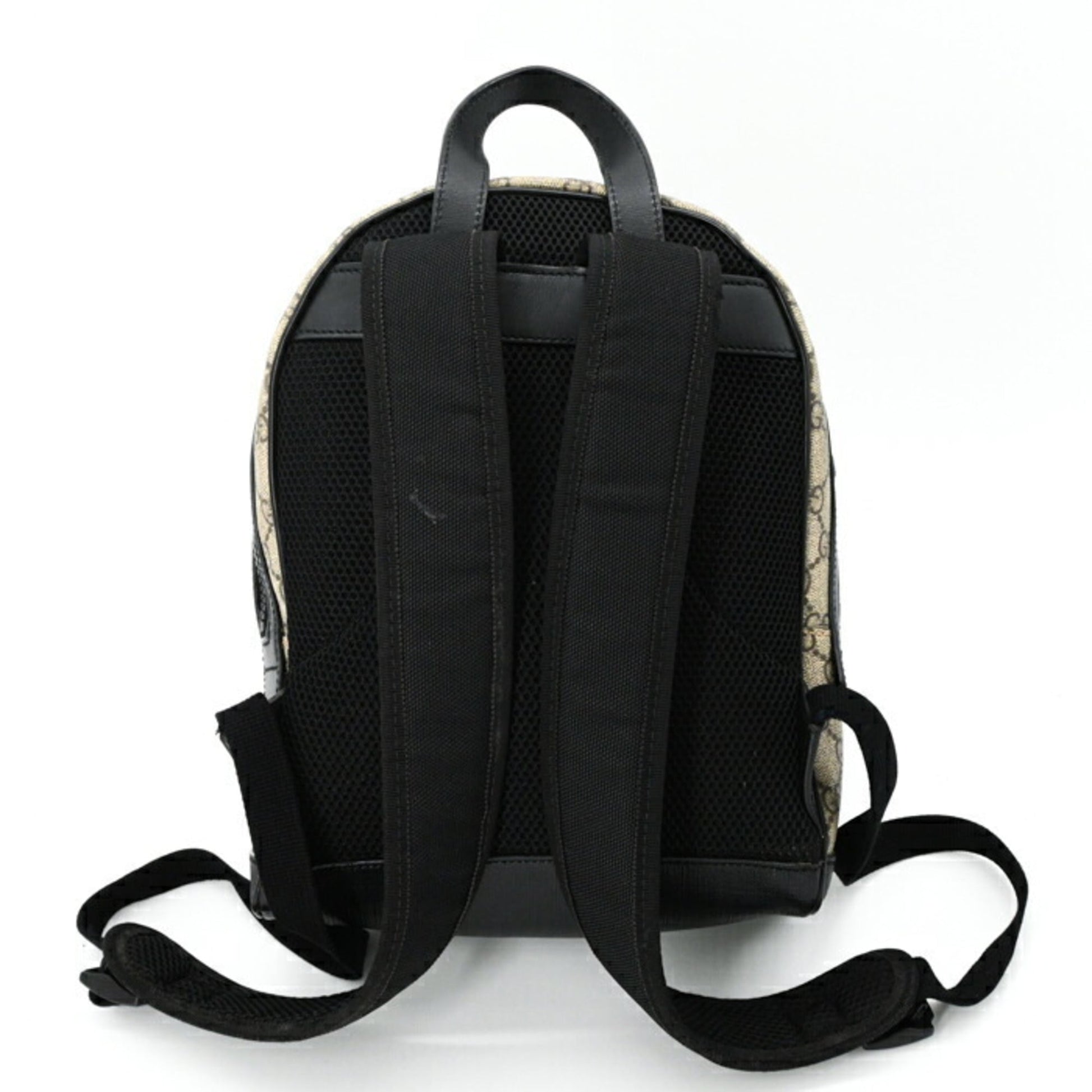 Gucci Beige Black Gg Supreme Leather Backpack