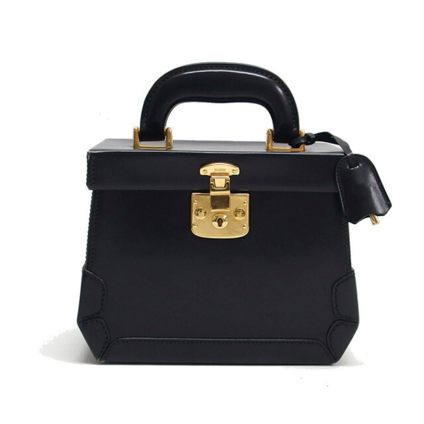 Gucci Black Leather Handbag Vanity Bag