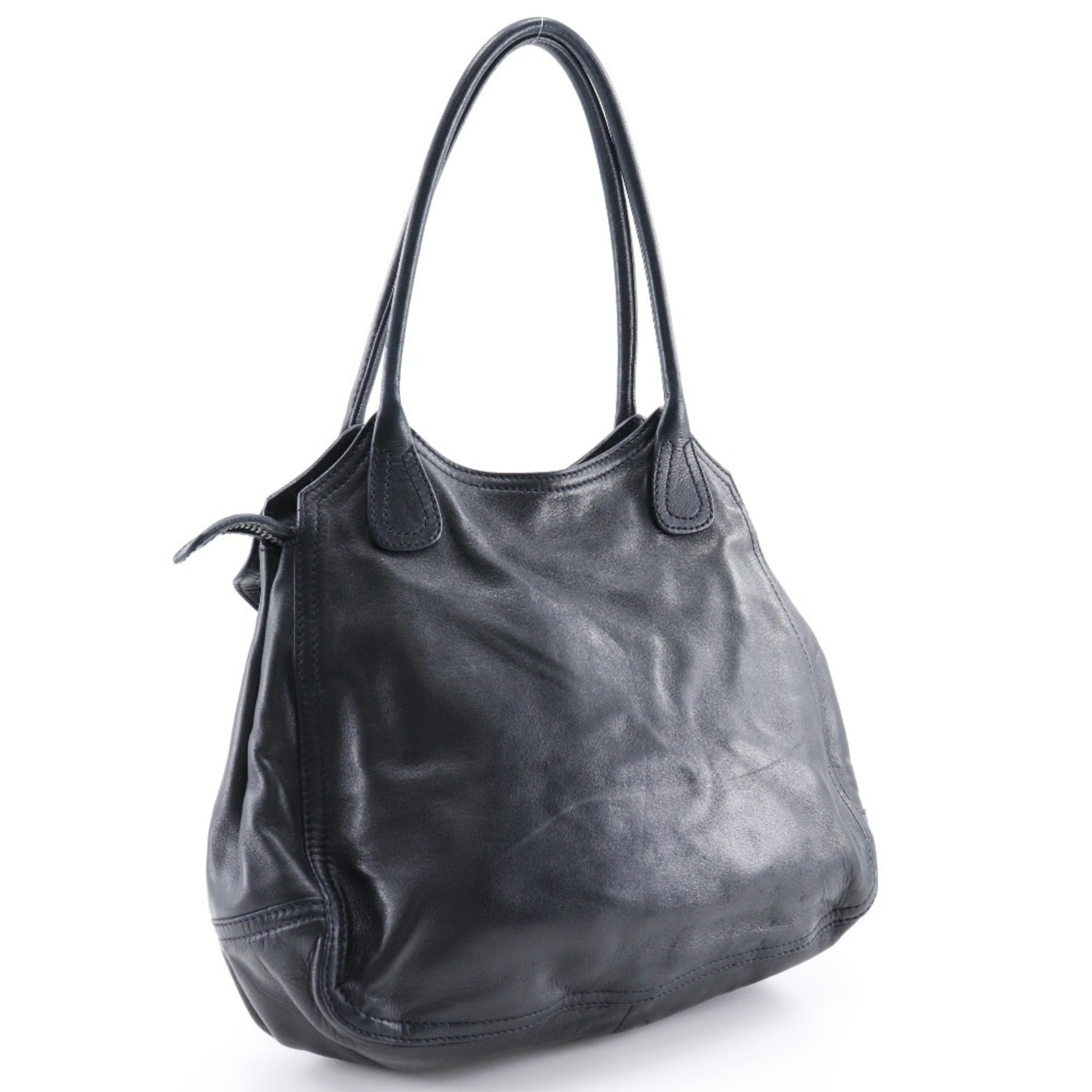 Prada Shoulder Bag Nero Made In Italy Zipper Ladies Leather Black