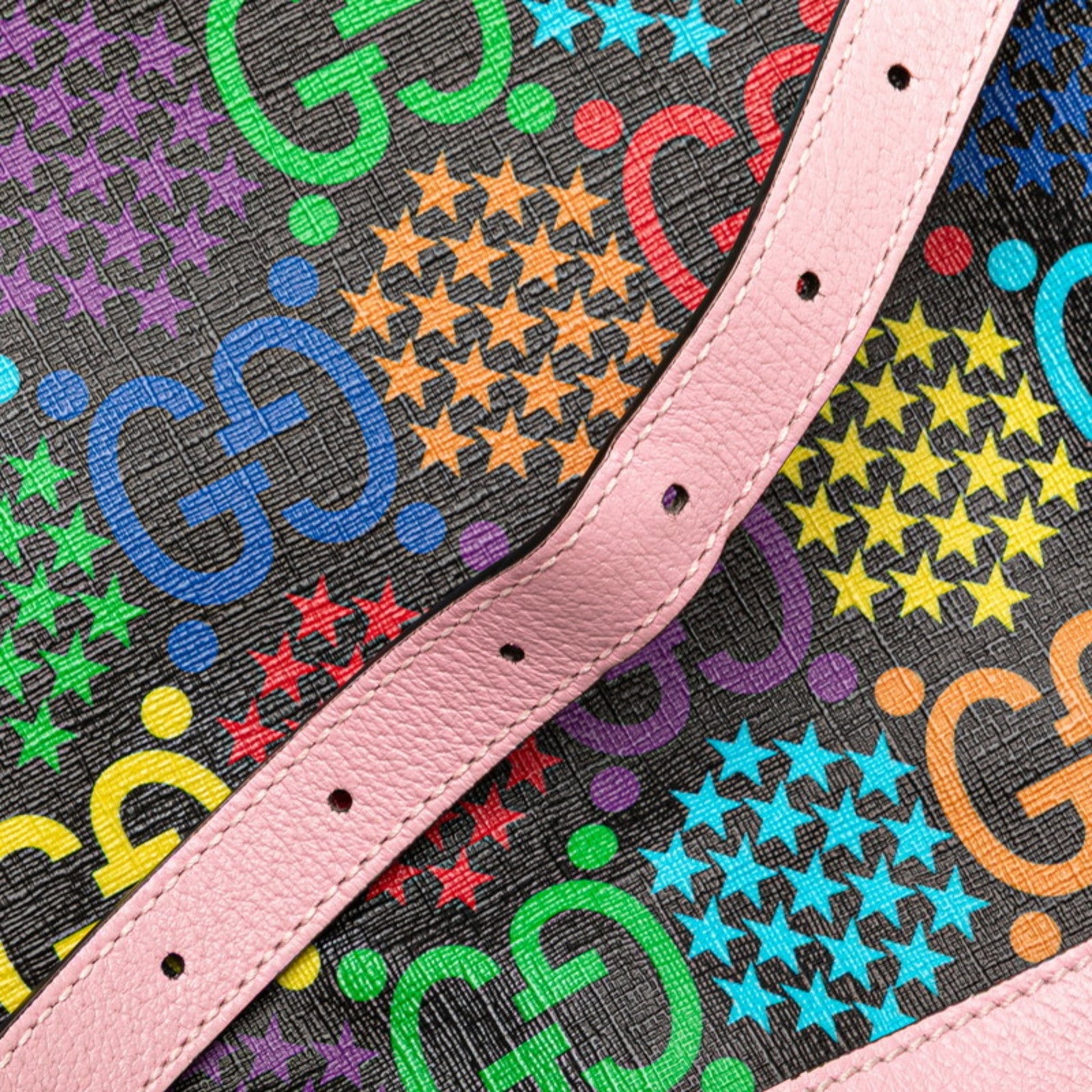 Gucci Black Multi-Color Pink Pvc Leather Shoulder Bag