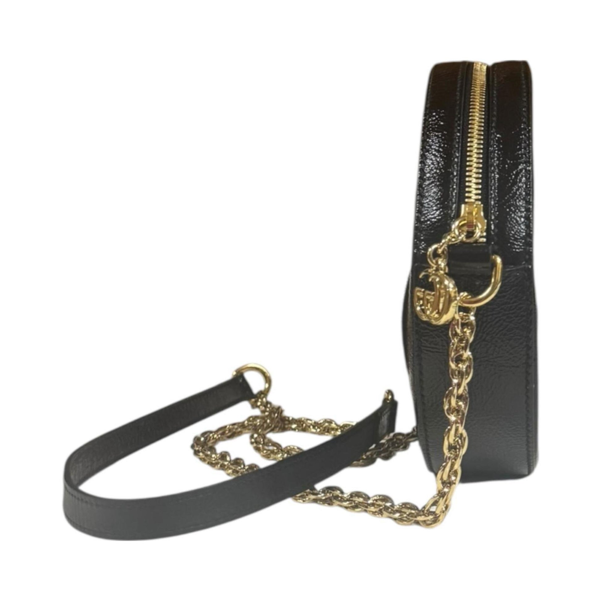 Gucci Black Patent Leather Suede Shoulder Bag