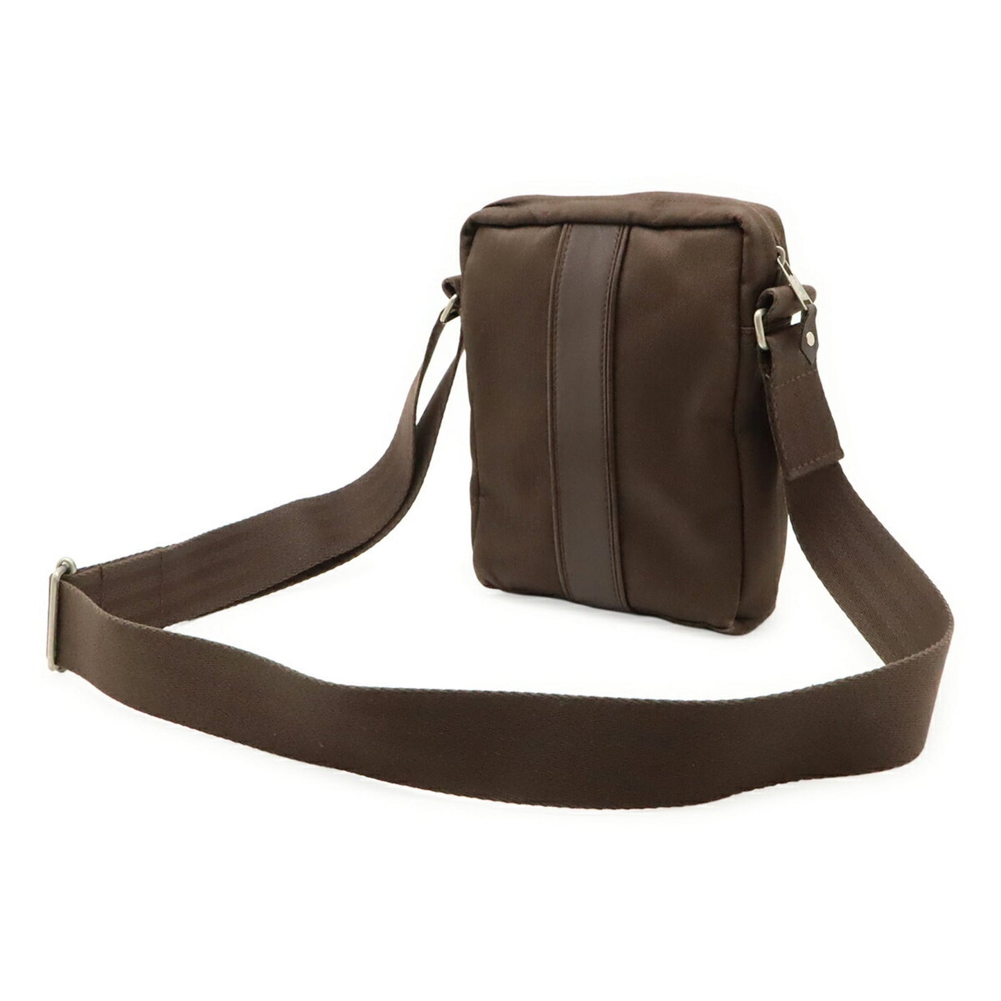 Hermes Dark Toile Chevron Pochette Shoulder Bag Brown