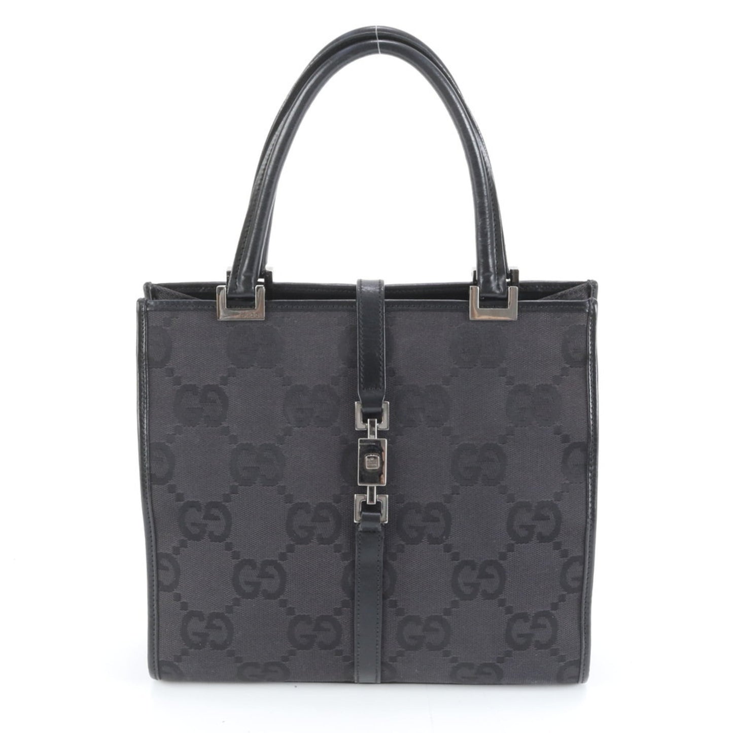 Gucci Black Leather Canvas Tote Bag