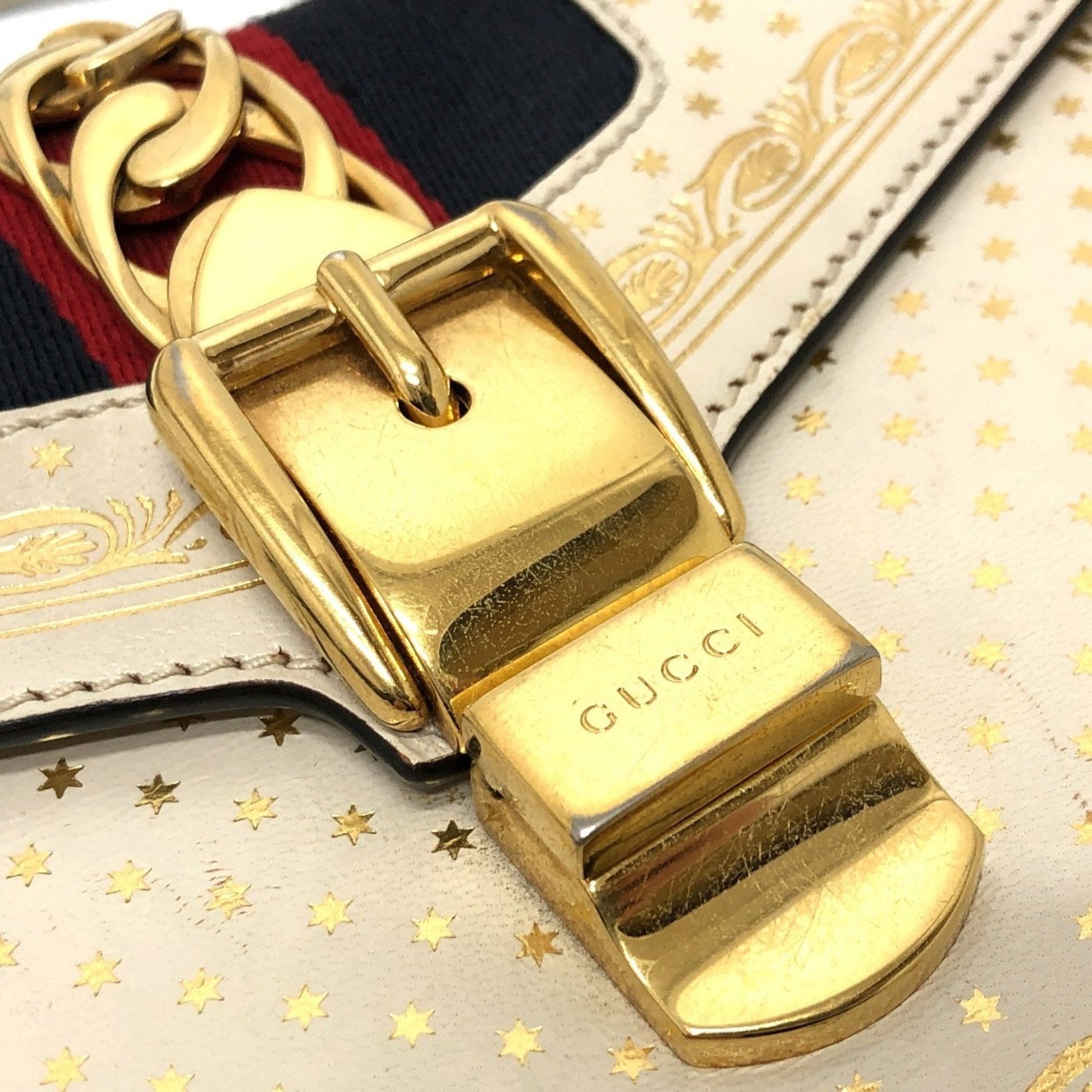 Gucci Blue White Leather Handbag Shoulder Bag