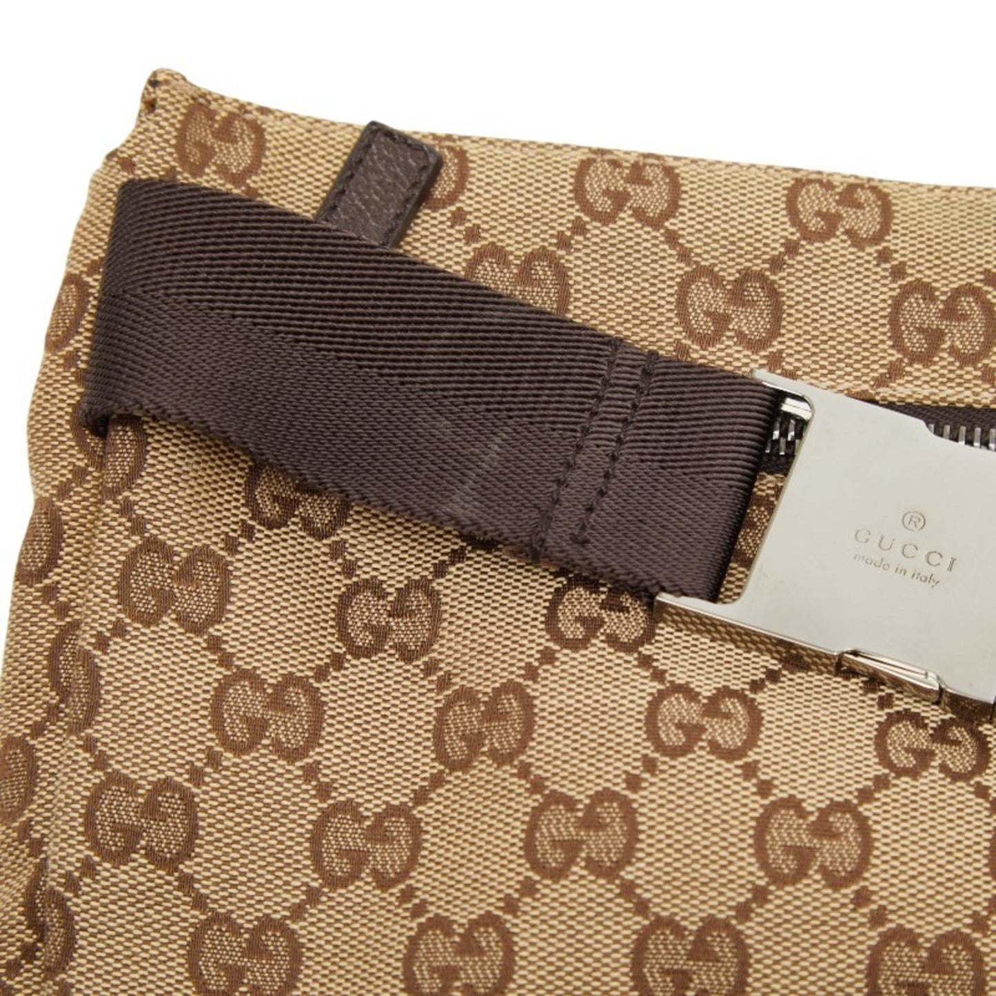 Gucci Gg Canvas Beige Brown Gg Canvas Leather Sling Bag
