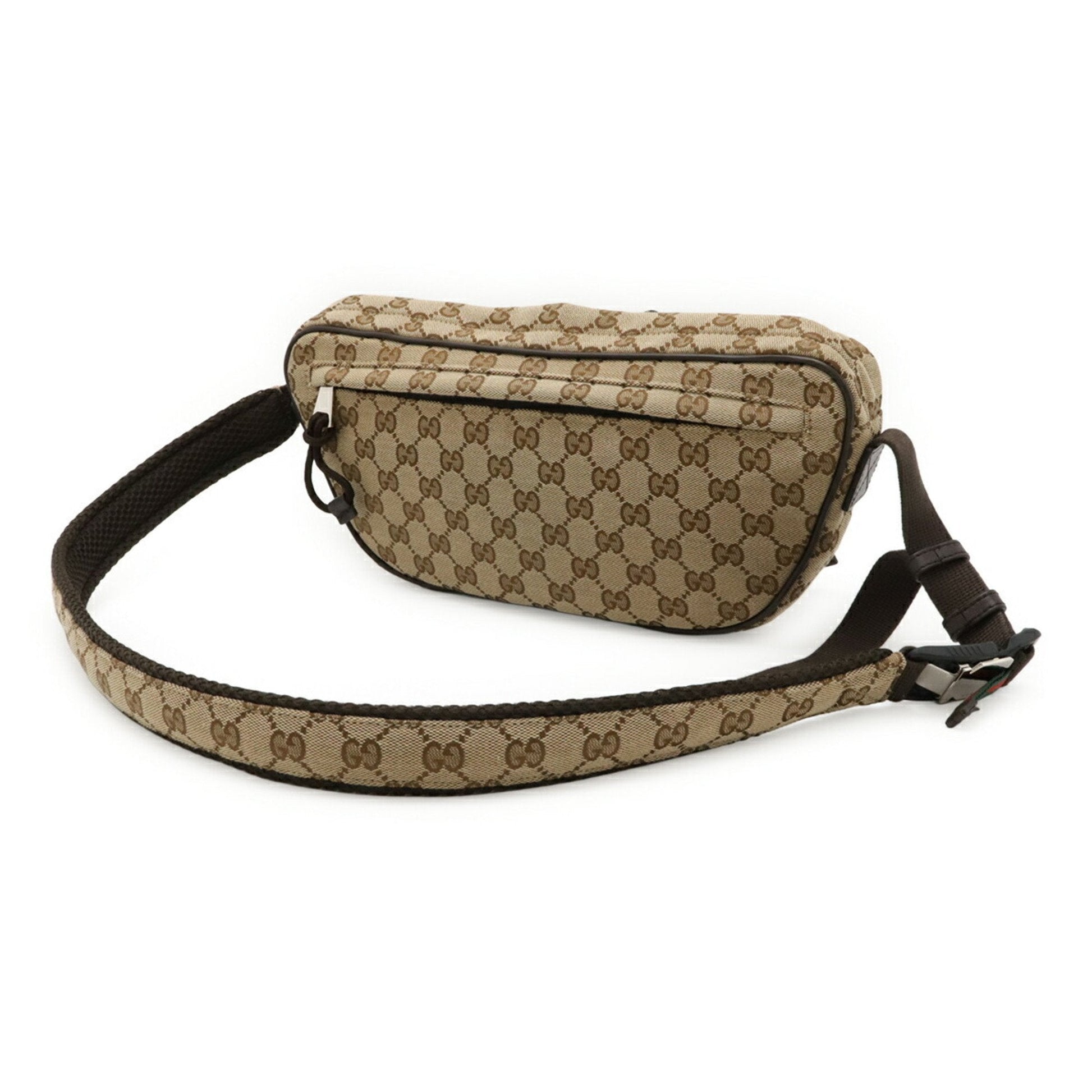 Gucci Beige Dark Brown Canvas Sling Bag
