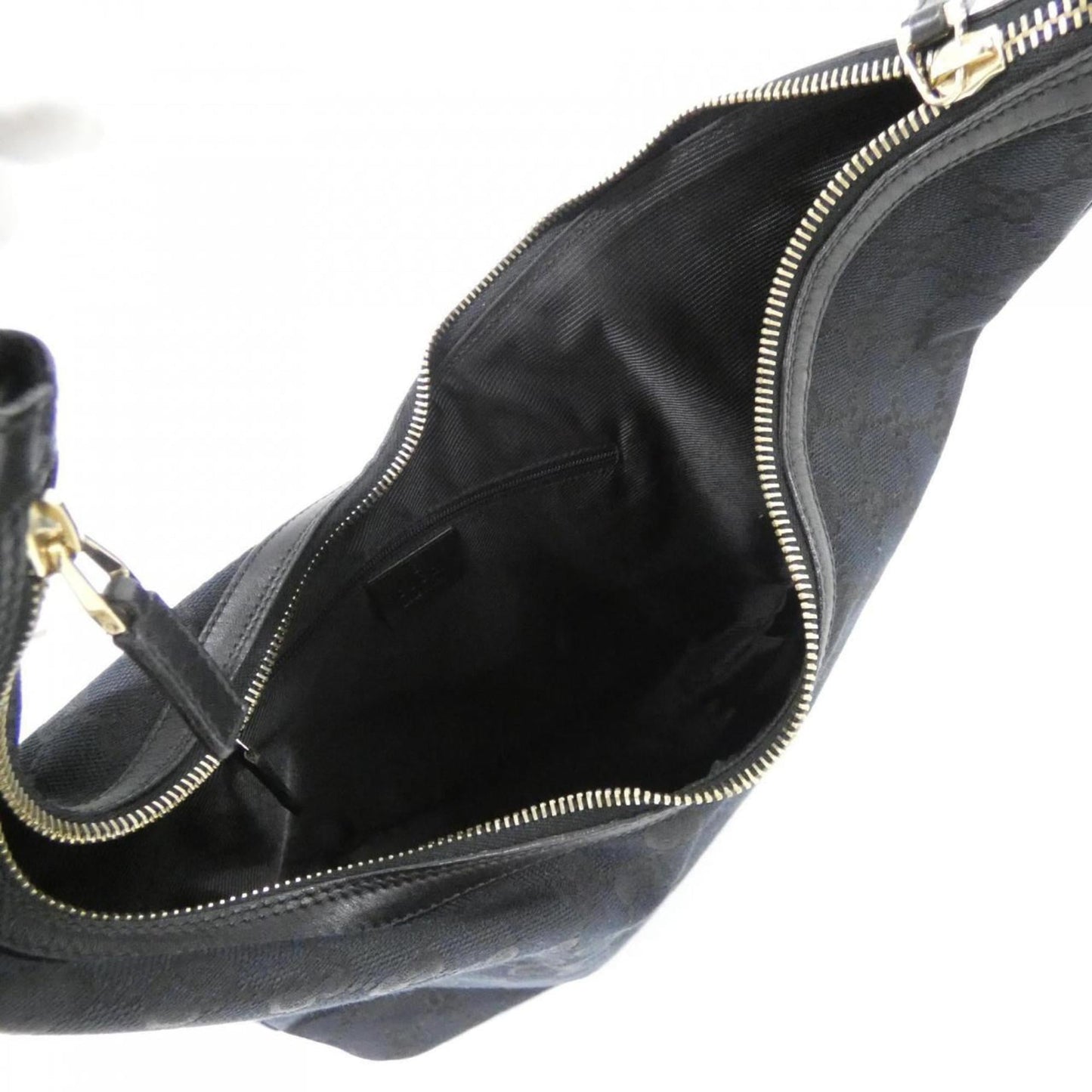 Gucci Black Gg Canvas Leather Shoulder Bag